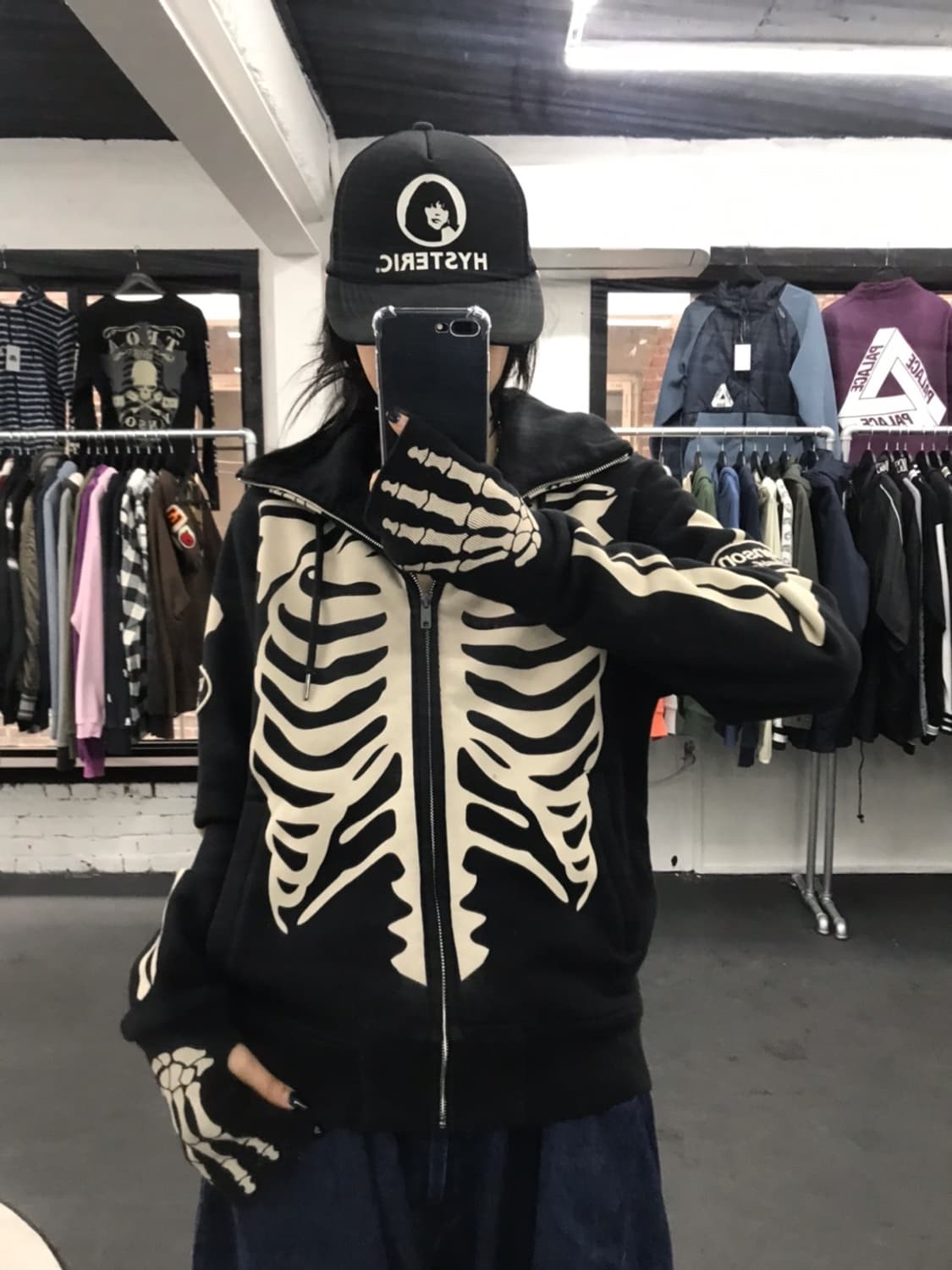 밴슨 레더 본 스켈레톤 후드집업 상품이미지1