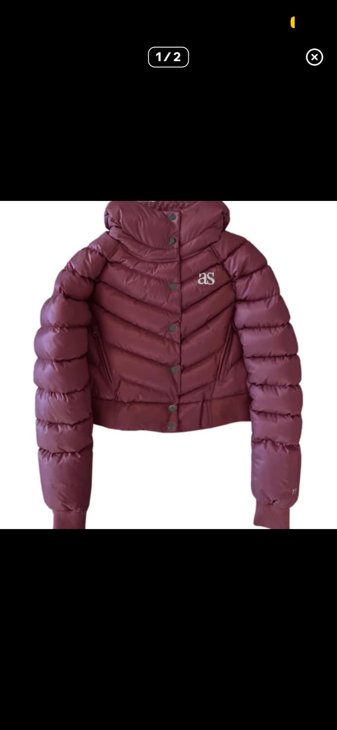 애즈온 푸퍼 숏 패딩 와인(실착 사진 o) 상품이미지2
