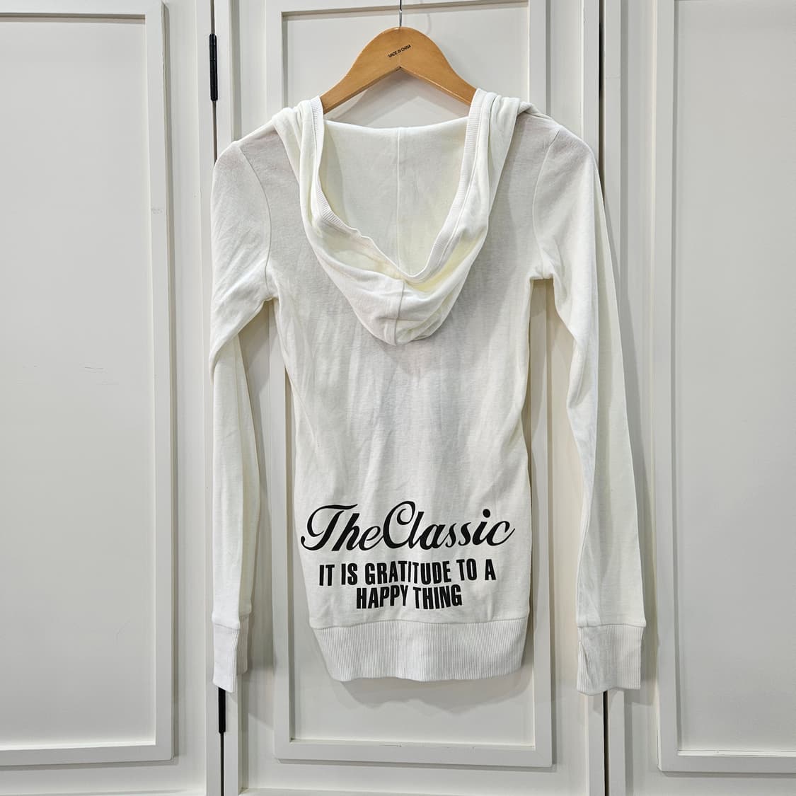 화이트 후드 롱티셔츠 프린팅 상품이미지5