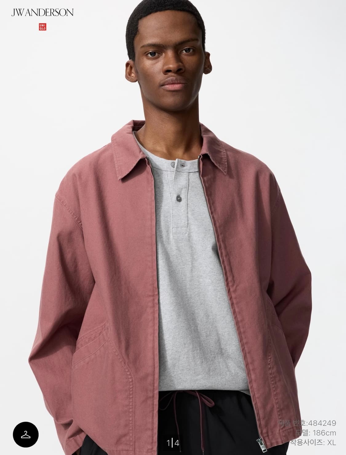 [4XL] 유니클로 JW ANDERSON 집업블루종 자켓 핑크 상품이미지1