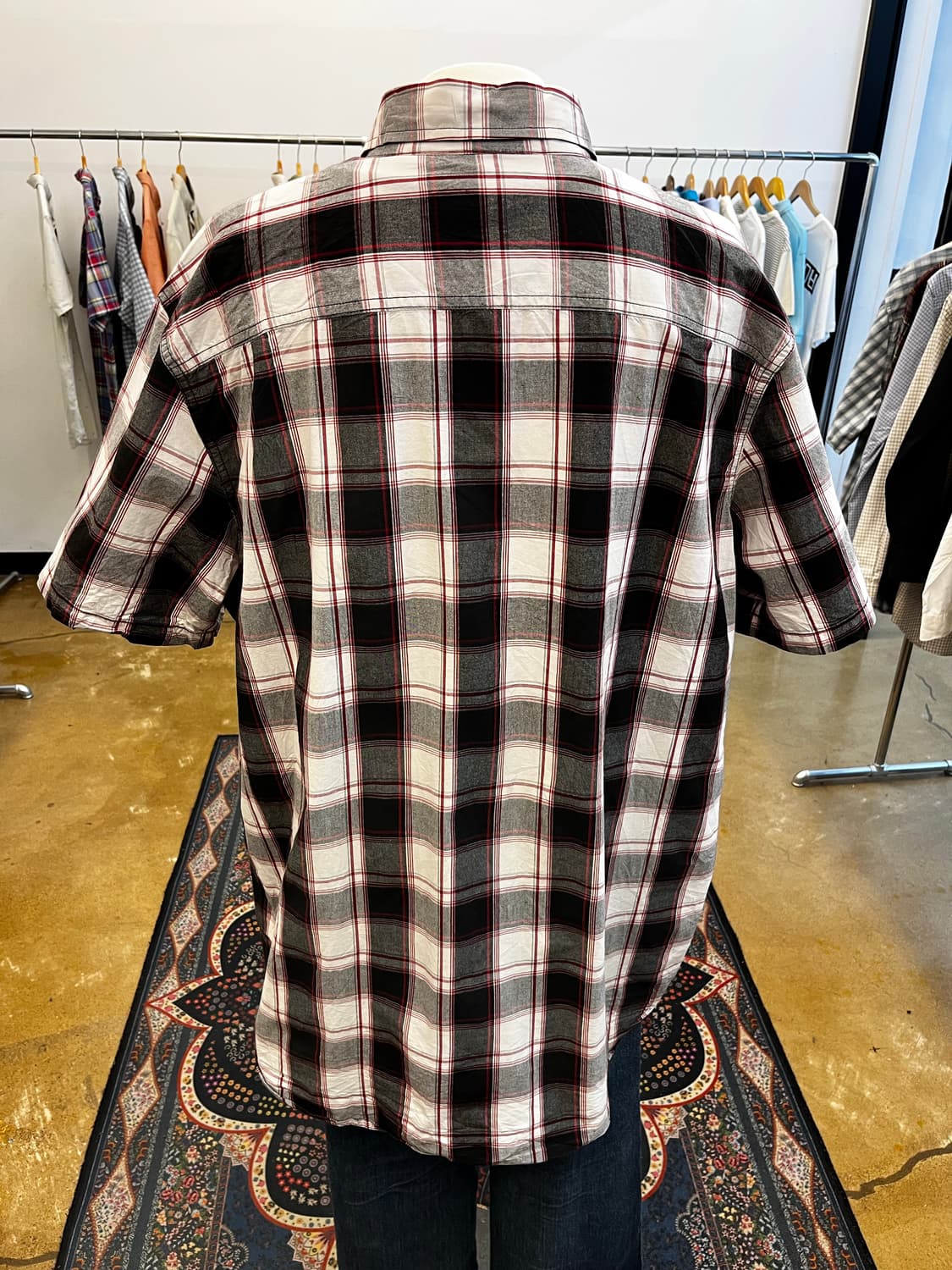 칼하트 코튼 체크 반팔 셔츠 블랙/레드 상품이미지5