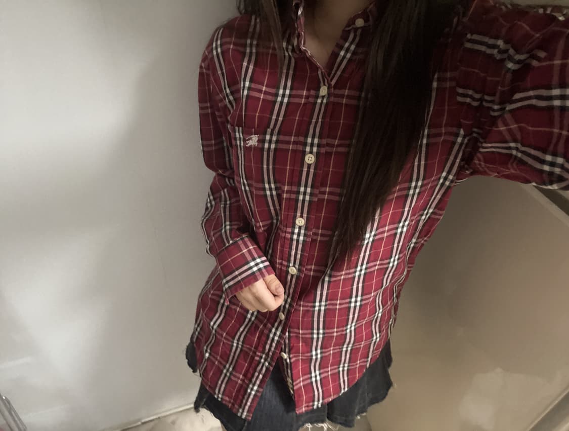 버버리 버건디 노바체크 셔츠 상품이미지2