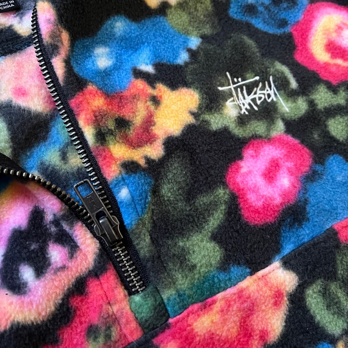 스투시 플로럴 반집업 후리스 S 상품이미지3