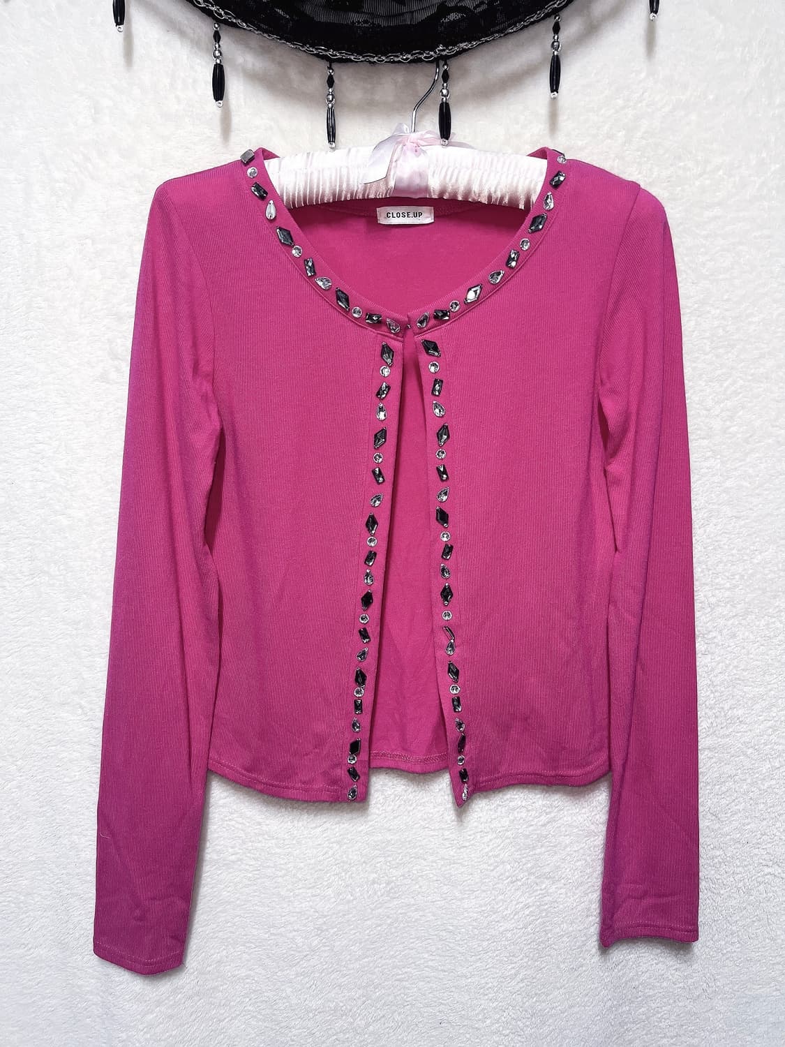 마젠타 핑크 히메갸루 오네 로맨틱 로걀 큐빅 가디건 볼레로 섹시 핀터 상품이미지9