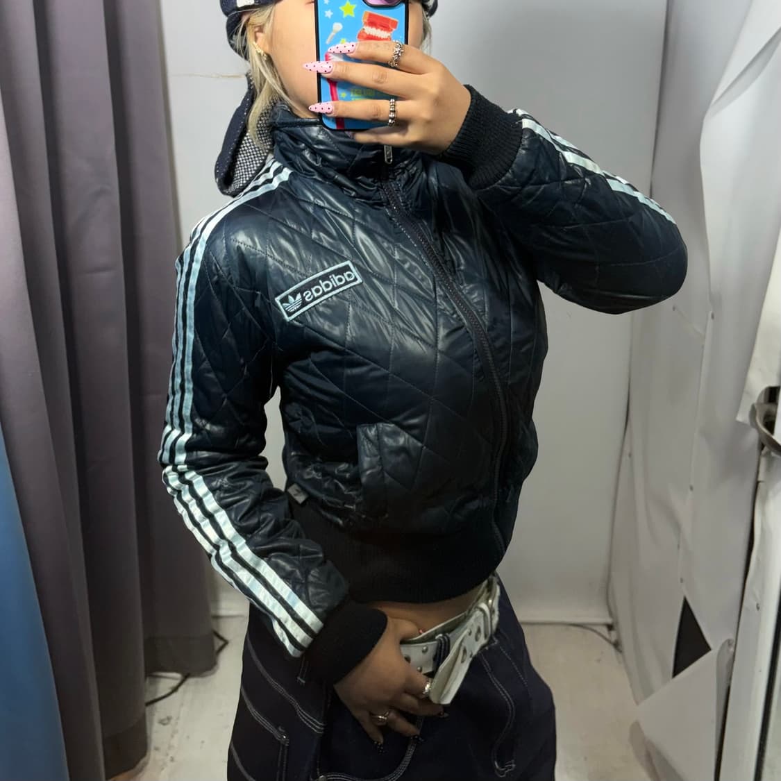 y2k 아디다스 네이비 퀄팅 자켓  상품이미지3