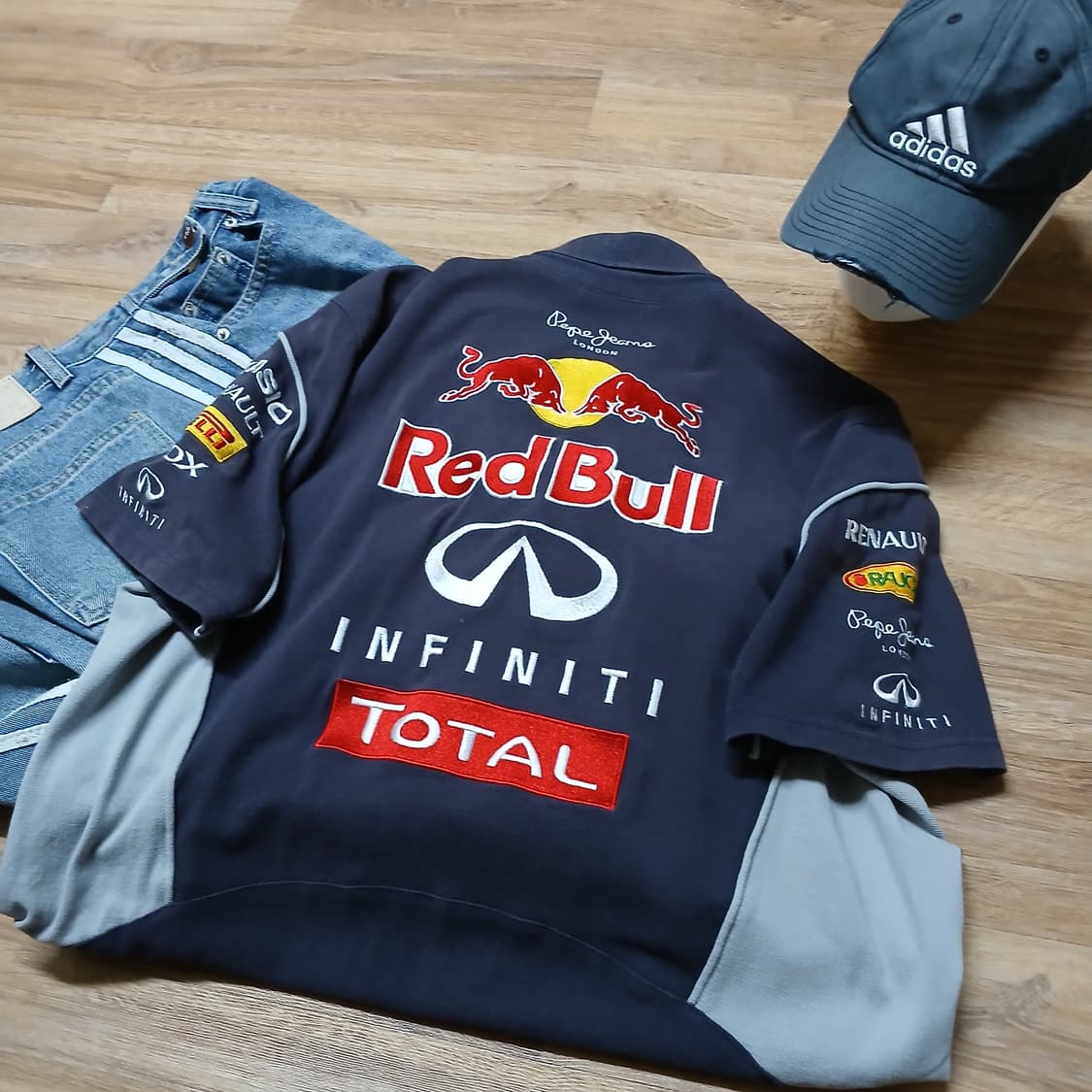 페페진스 레이싱 레드불 반팔 카라티 스트릿 빈티지 남녀공용 상품이미지1