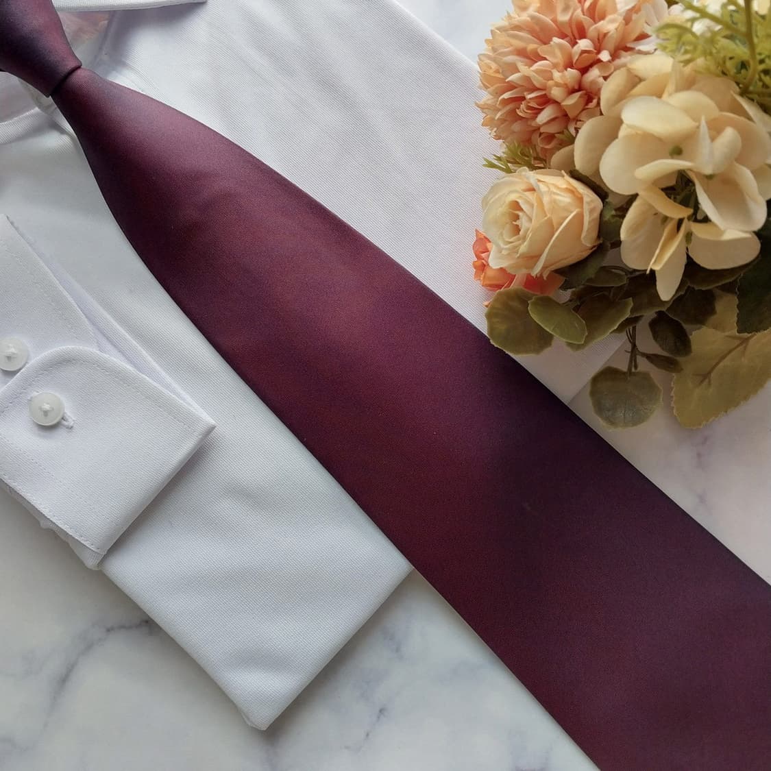 입생로랑 실크 와인 솔리드 넥타이 9.6cm A+~A등급 K1905
 상품이미지10