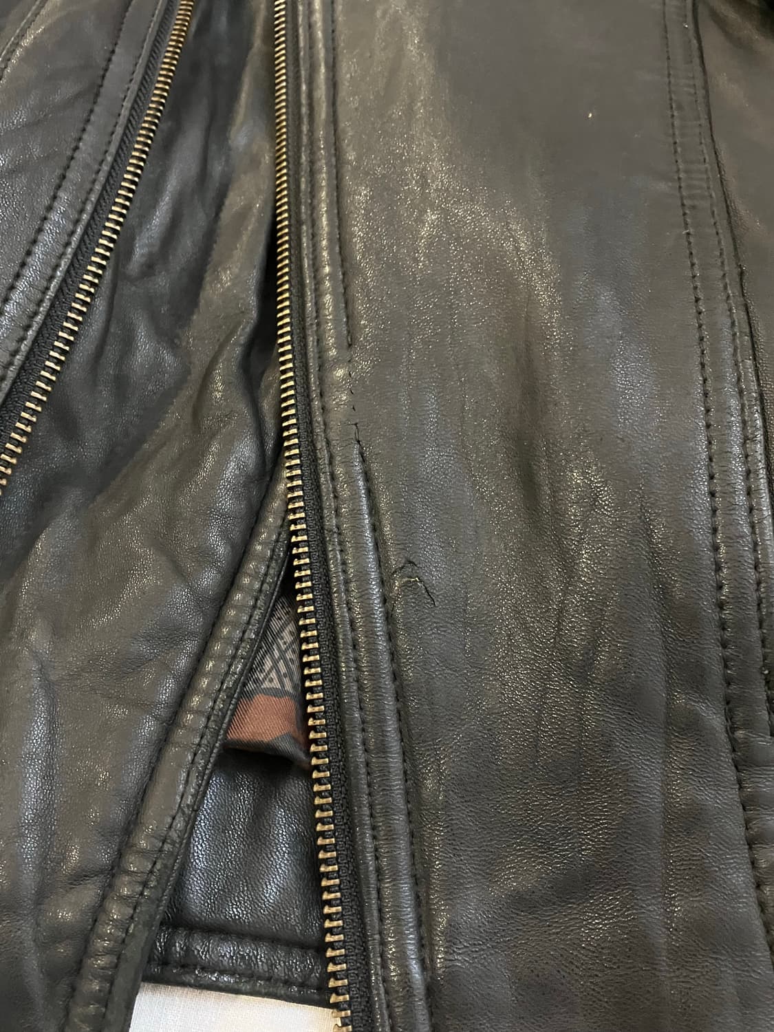 90s 코오롱 램스킨 양털 무스탕 레더자켓 블랙 상품이미지5