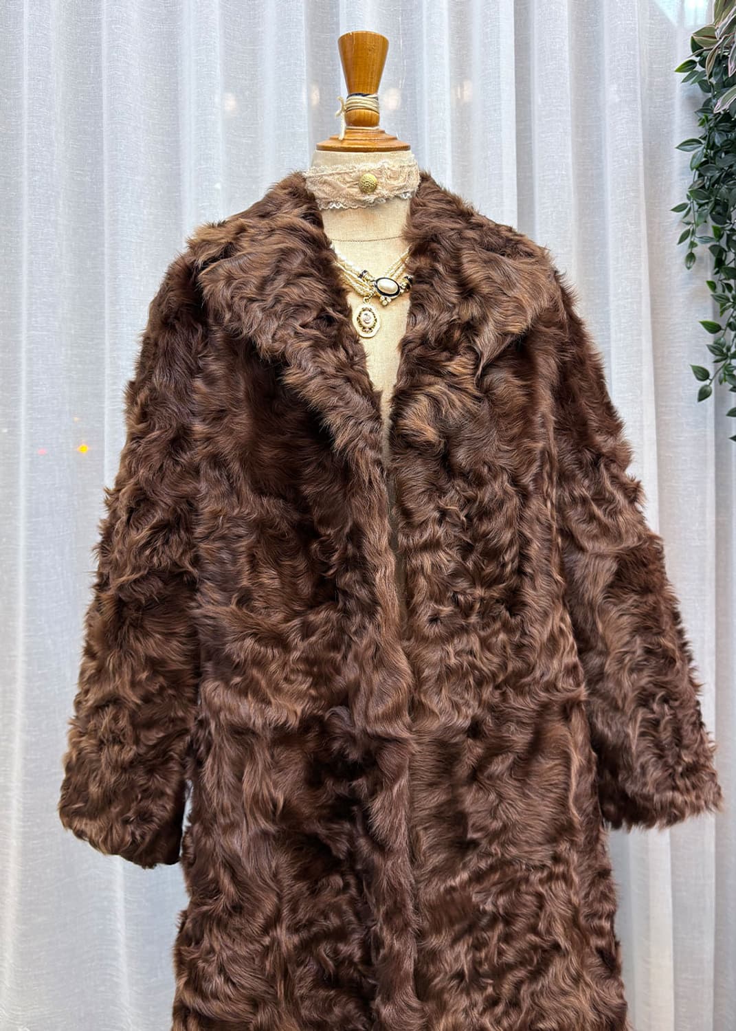 초코 롱 밍크퍼 코트 상품이미지1