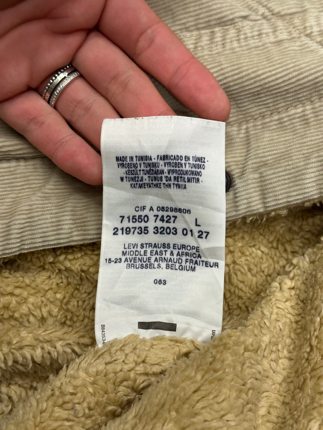 리바이스 코듀로이 쉐르파 트러커 자켓 베이지 L 상품이미지5