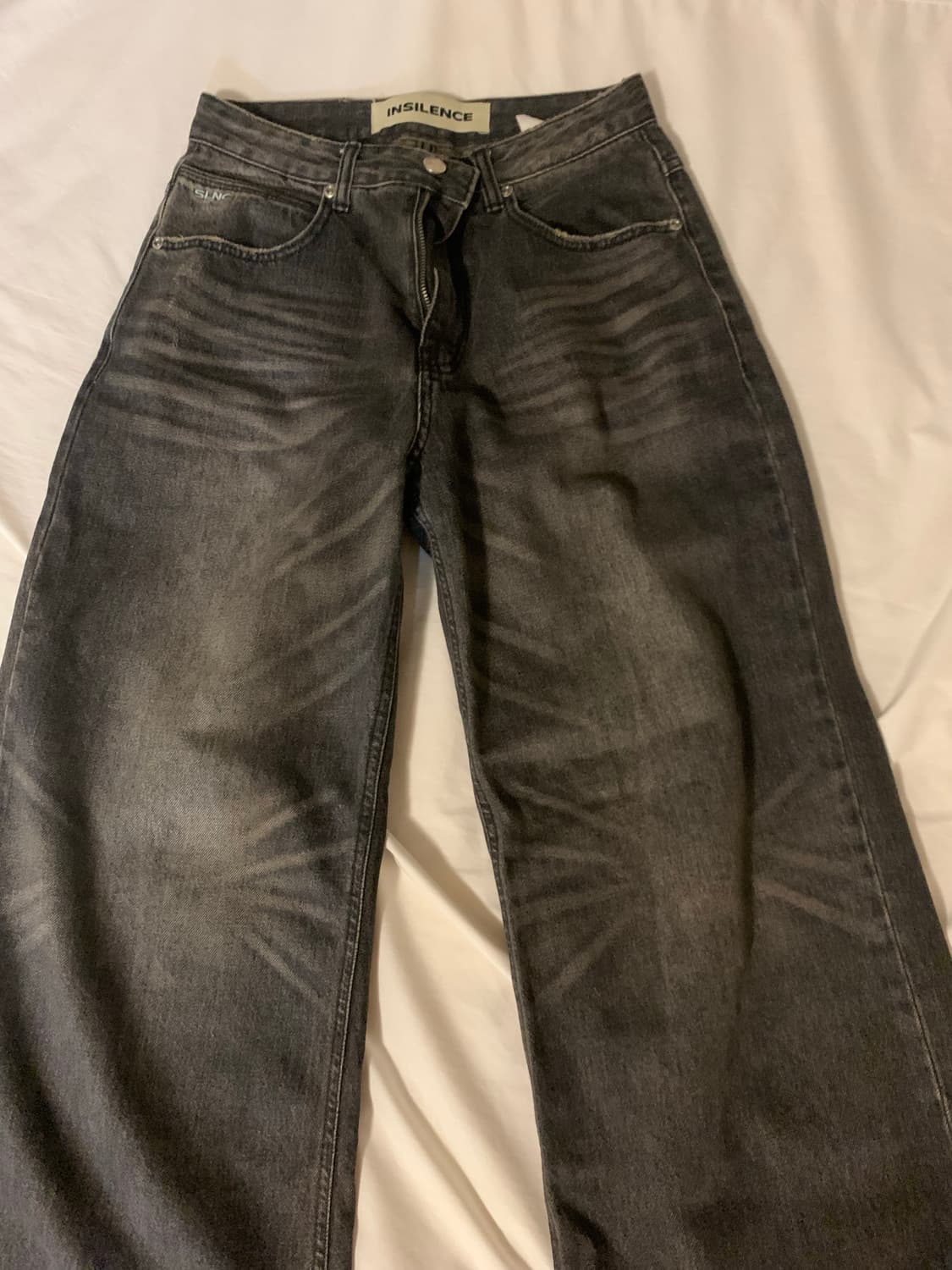 인사일런스 우먼 로우웨이스트 와이드데님2 다크그레이 상품이미지6