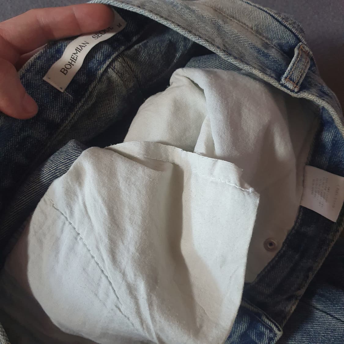 보헤미안서울 데미지 와이드 데님 팬츠 M 상품이미지7