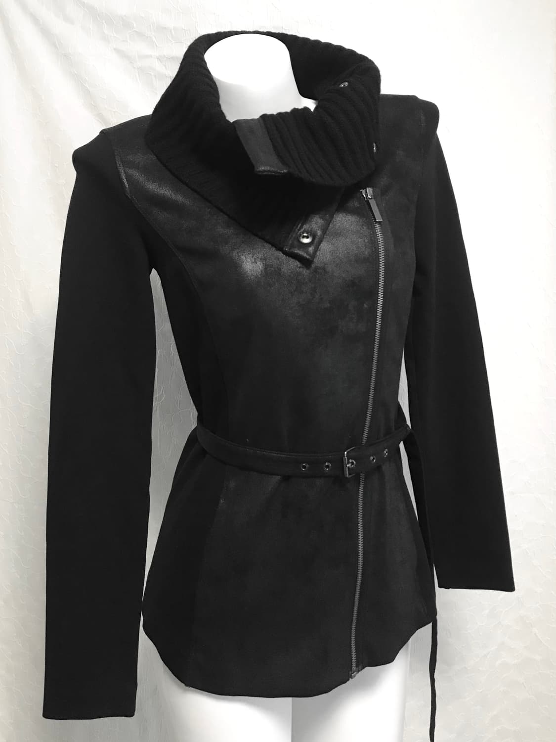 택포•빈티지 아르마니 익스체인지 벨티드 니트 하이넥 사선 집업 상품이미지3