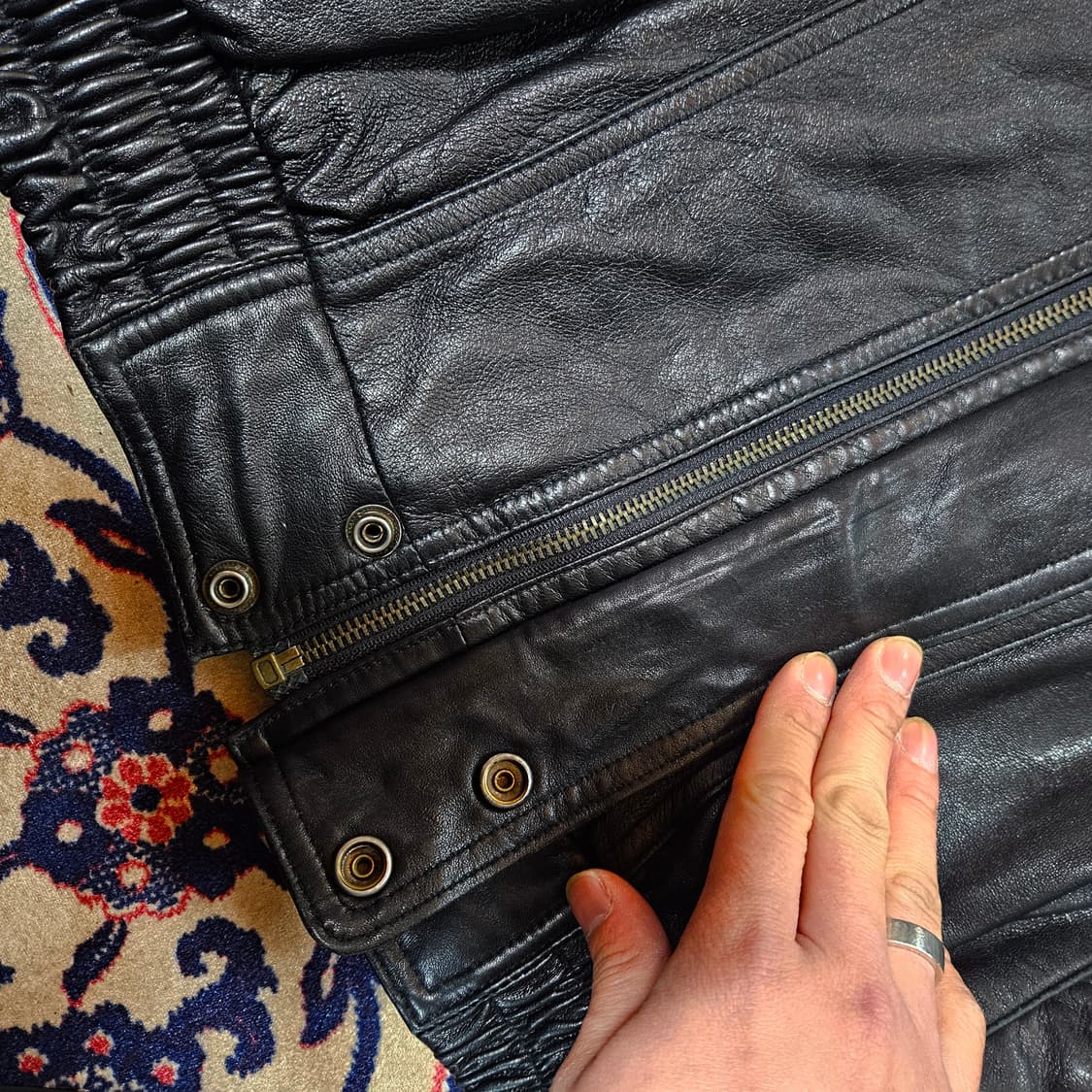 Vintage 양가죽 포켓 Canyon 자수 가죽 퍼 봄버자켓 L 상품이미지7