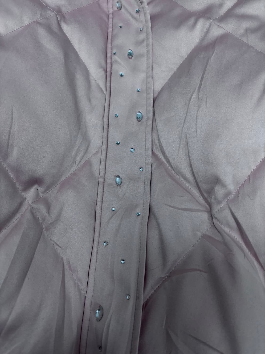 [X Miss] 딸기우유 그레이 퍼 큐빅 디테일 후디 패딩 상품이미지2