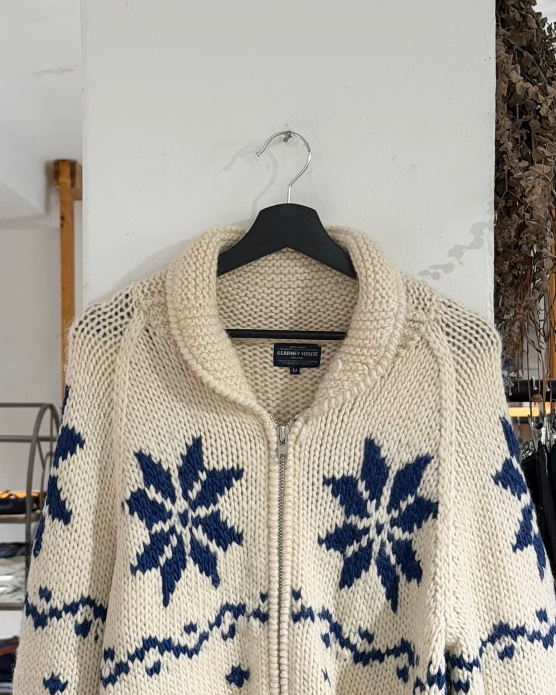 커니 하우스 아이보리 퓨어울 노르딕 코위찬 니트집업 상품이미지4