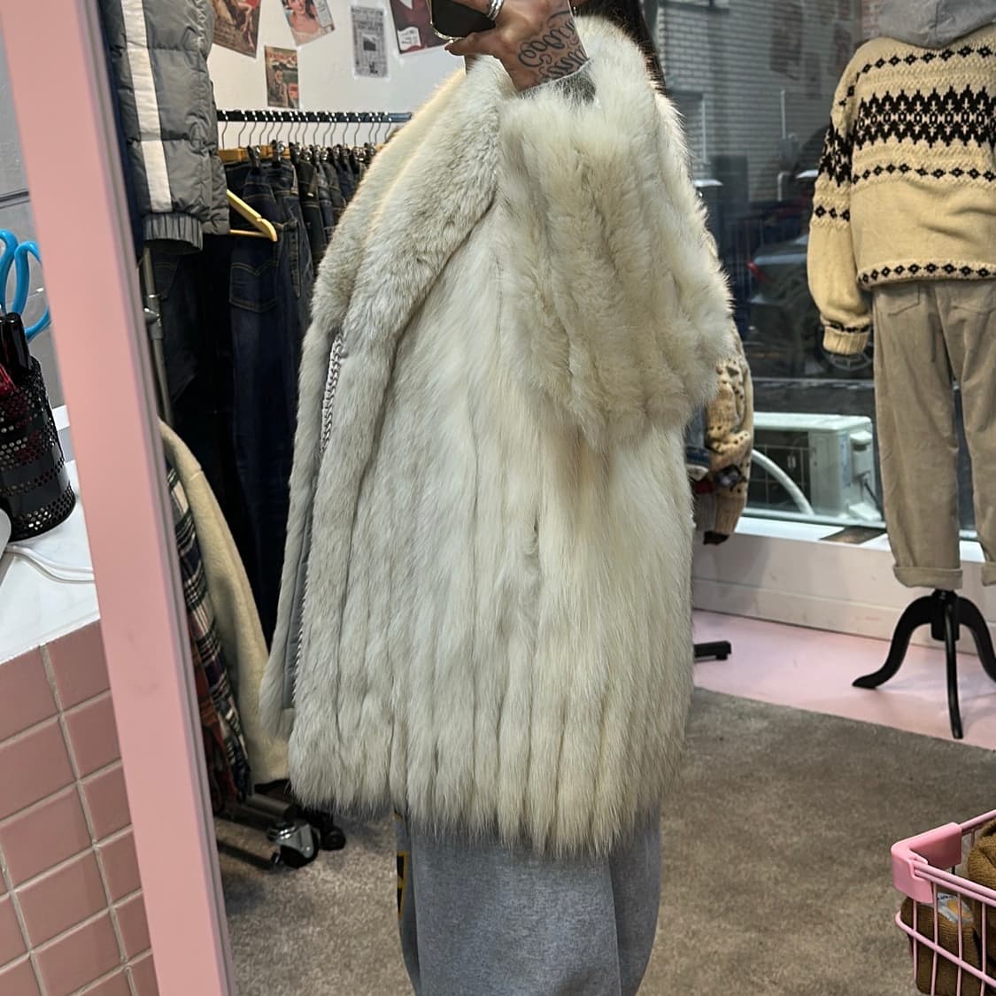 빈티지 화이트/아이보리 사가폭스 퍼자켓M 상품이미지2