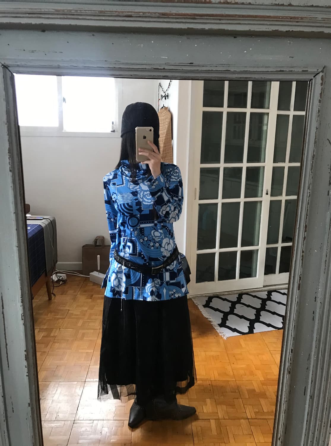 vintage turtle neck pattern top 상품이미지3