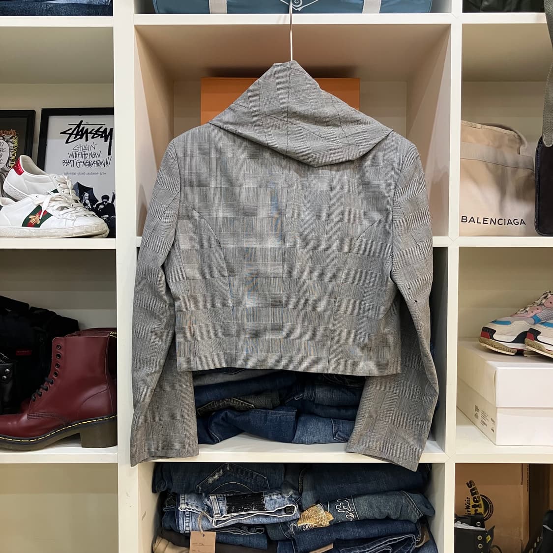 꼼데가르송 트리콧 체크 크롭자켓 M 상품이미지3