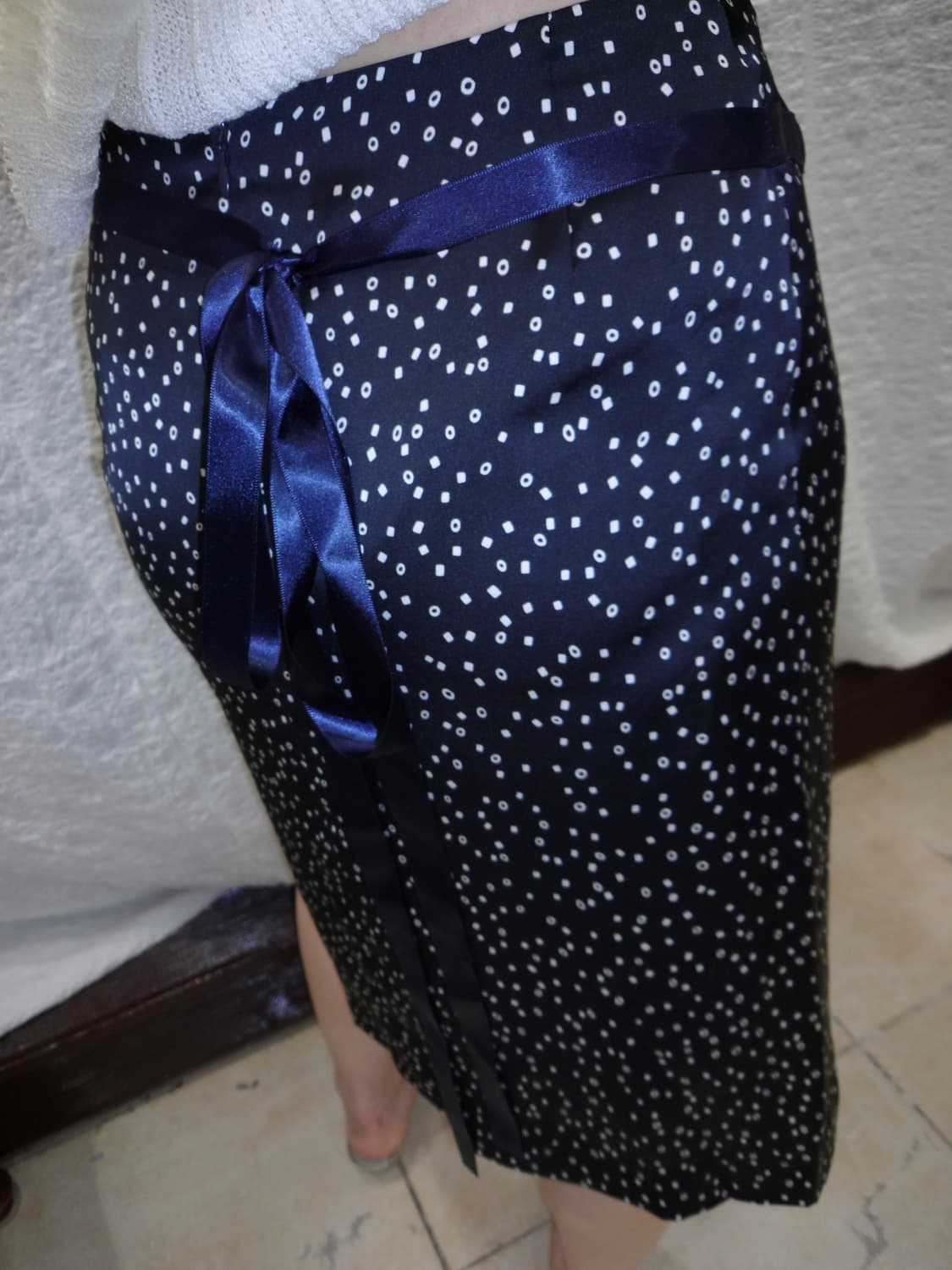 Satin navy skirt 상품이미지2