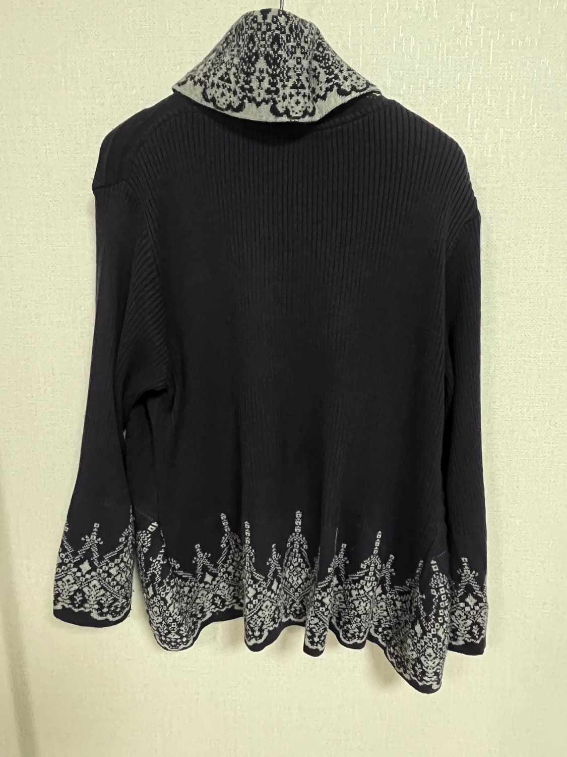 일본 빈티지 네이비 패턴 가디건 M 상품이미지2