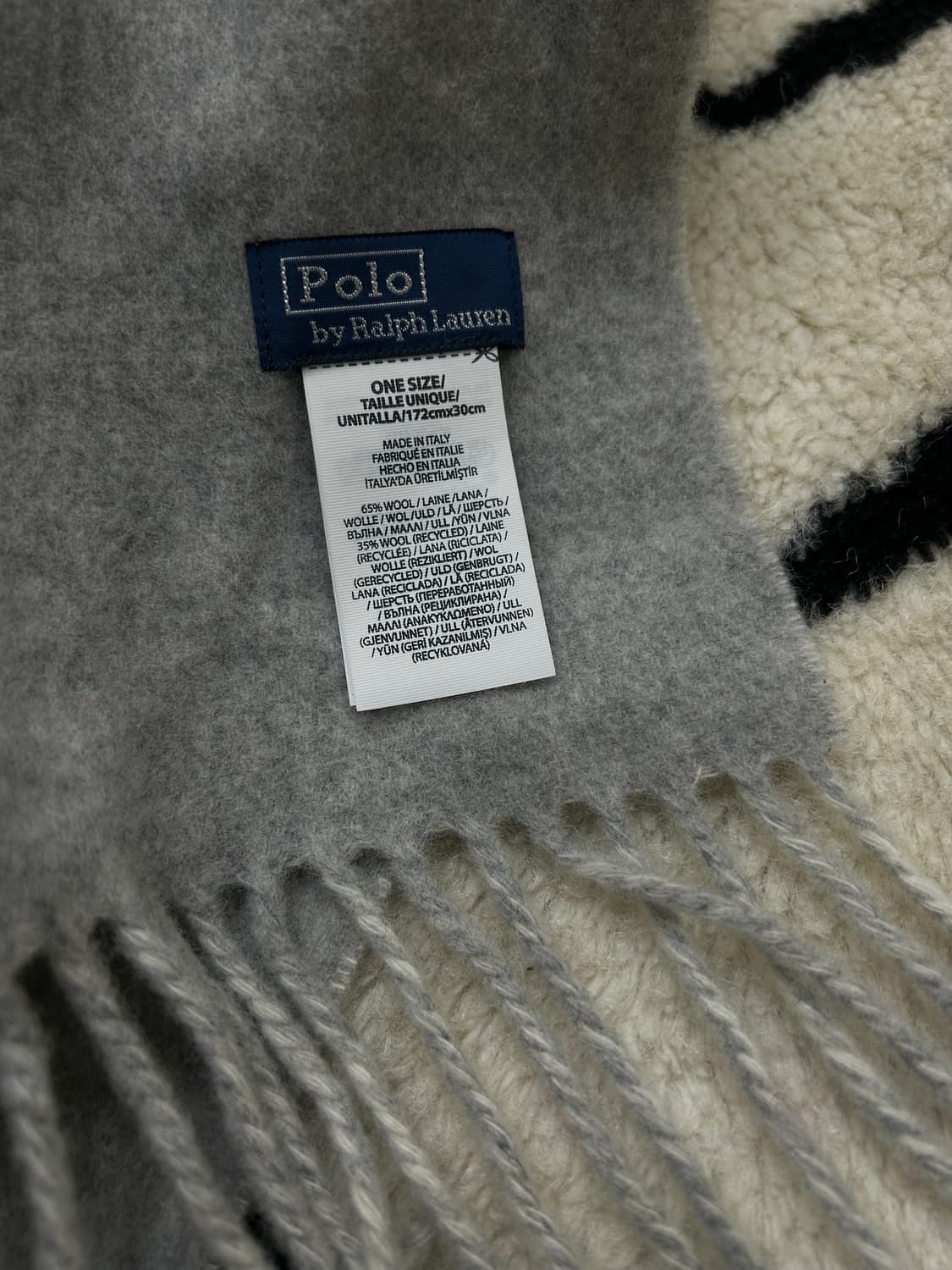 폴로랄프로렌 울 머플러 /옅은그레이 화이트 상품이미지3