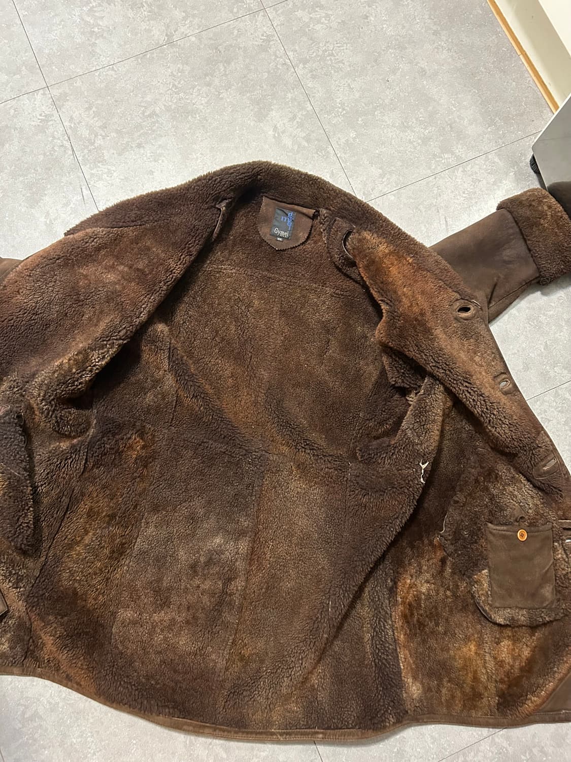 짐멜 브라운컬러 빈티지 양가죽 무스탕 코트 105size   상품이미지5