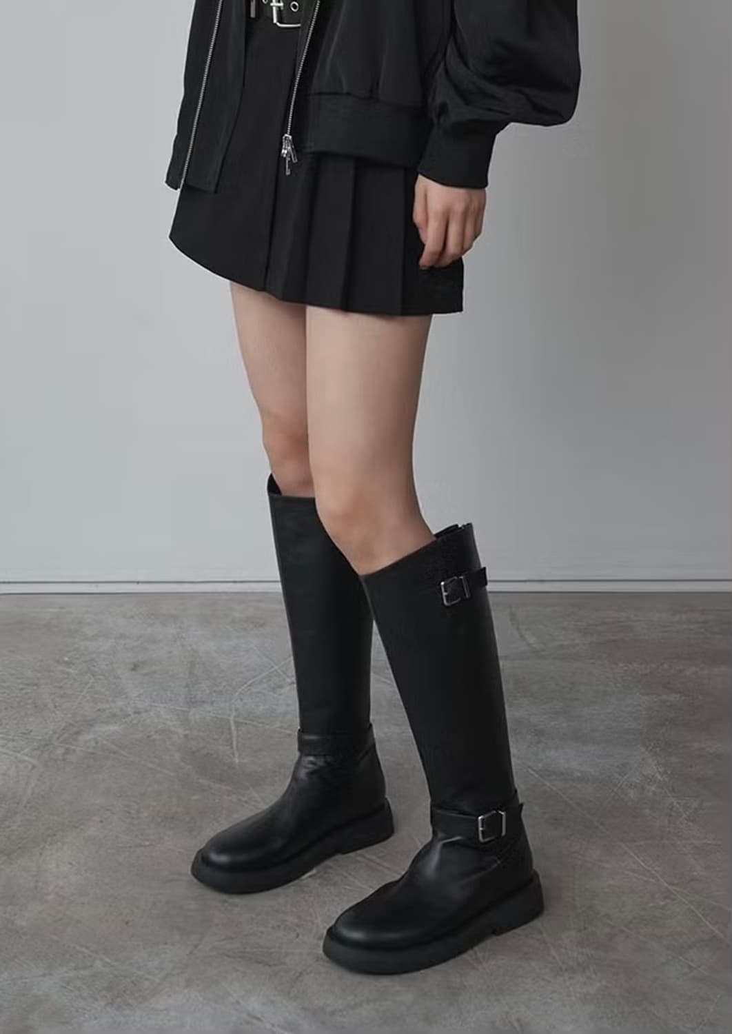 솔트앤초콜릿 이주빈 착용 라운드 토 라이더 버클 롱 부츠 235 상품이미지5