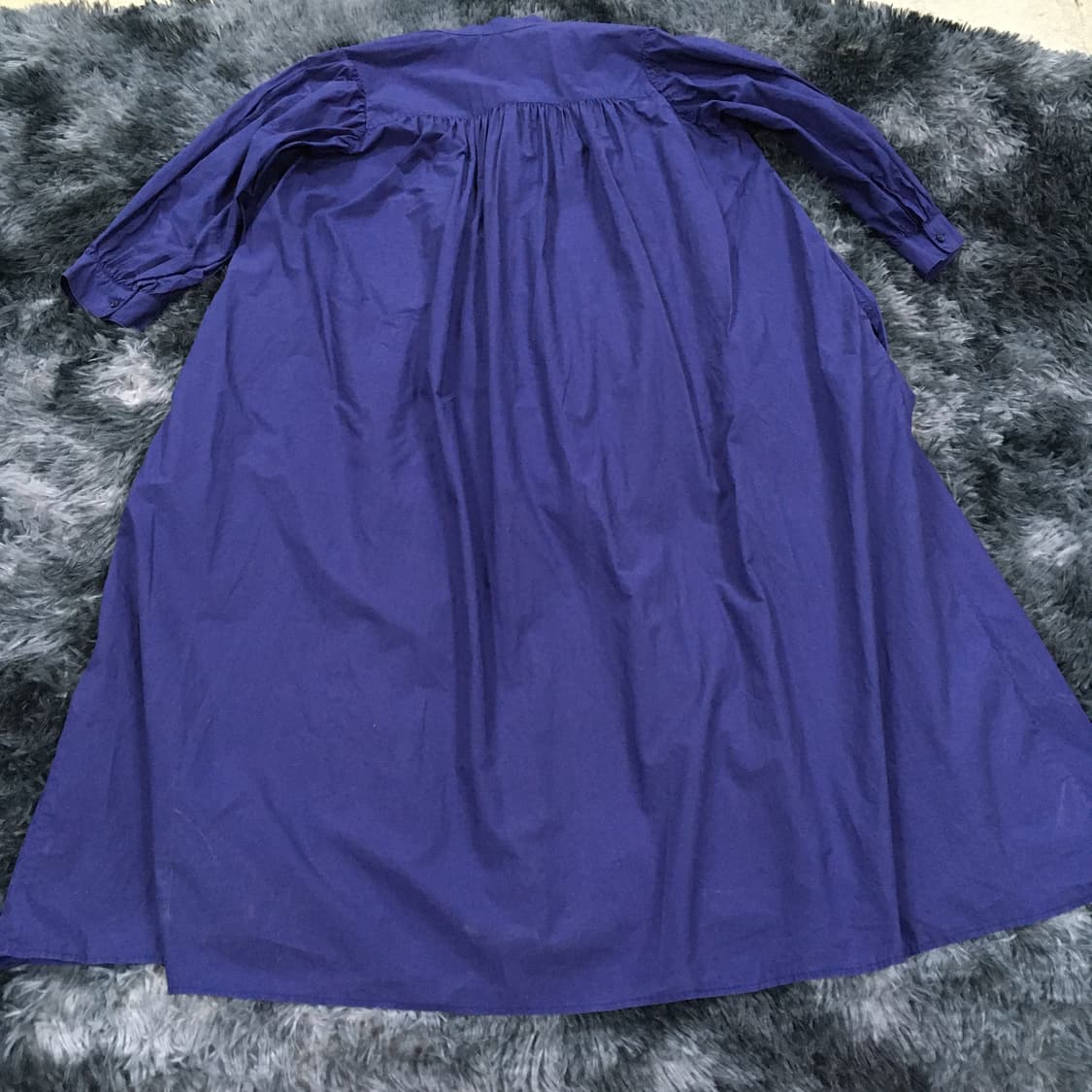 투티/0335 COS 빅 사이즈 롱 원피스 프릴 퍼프 소매 퍼플 네이비 상품이미지5