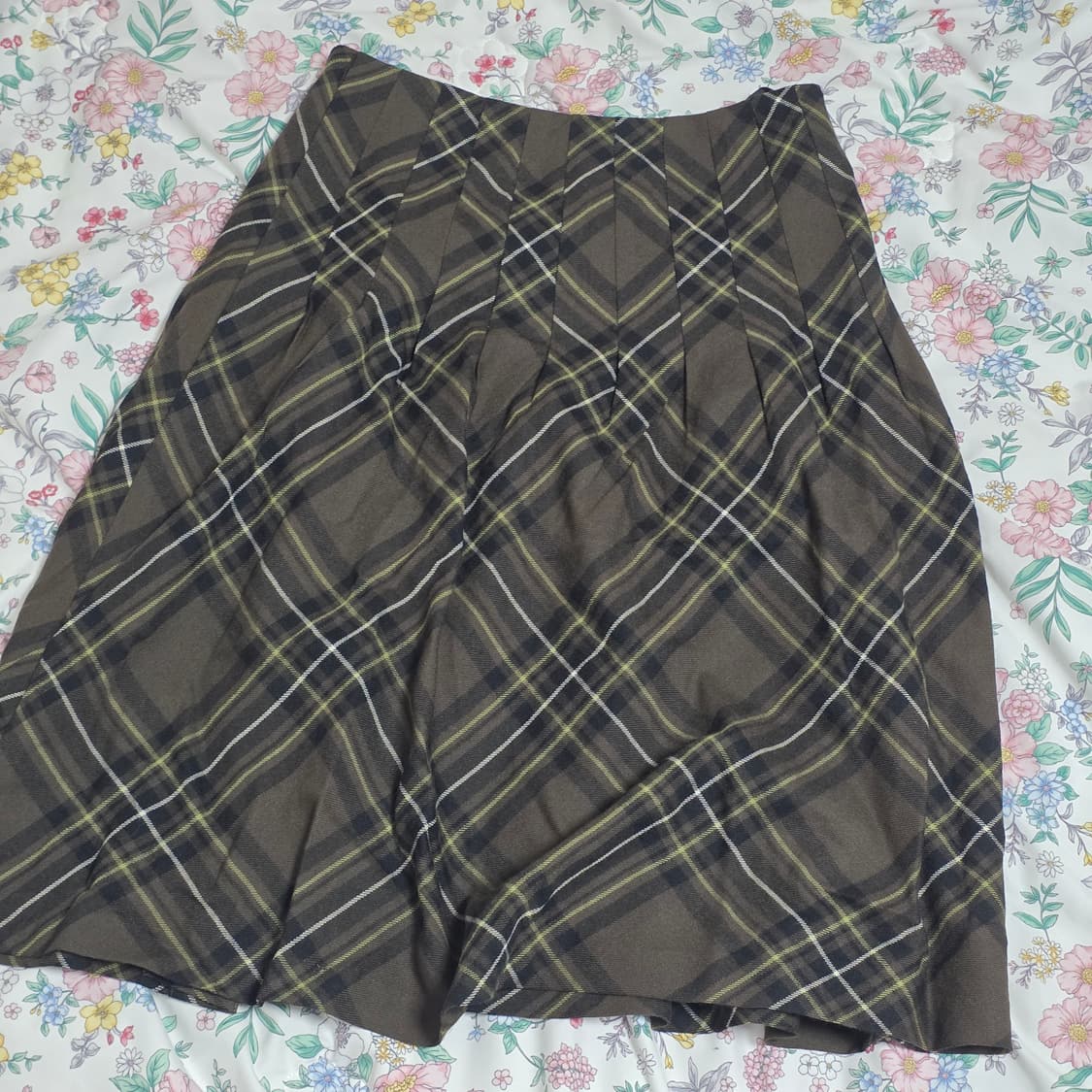 일본빈티지)하구미모리걸 스즈코 다크그린 로맨틱 플리츠갸루미디스커트 상품이미지4