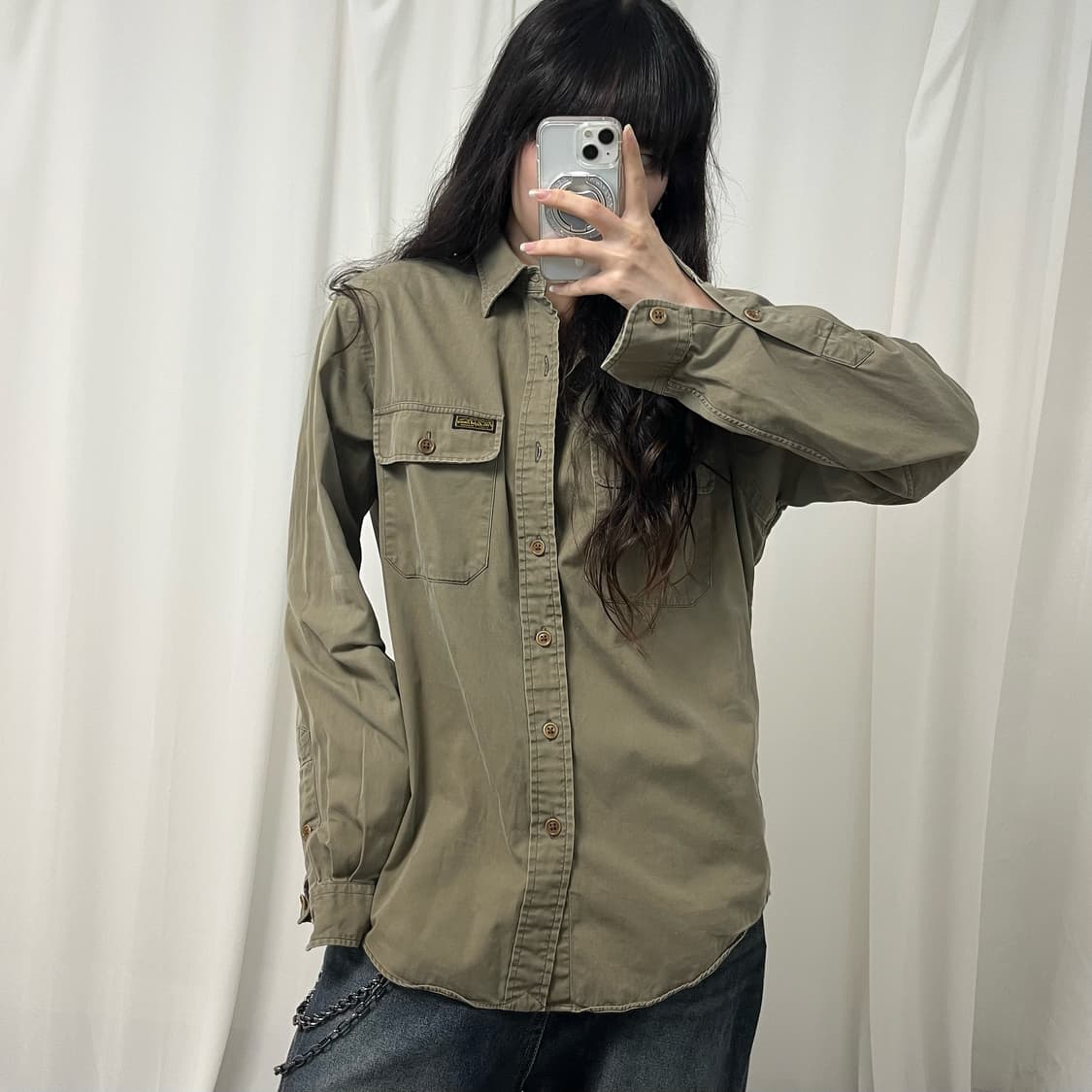 Polo beige brown work shirt 상품이미지1