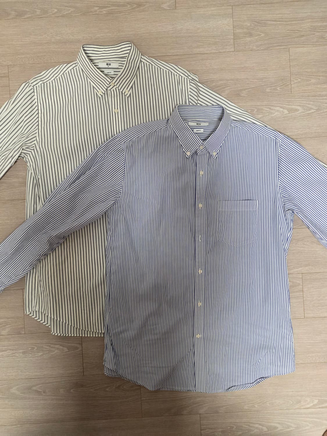 유니클로 Slim Fit 셔츠 Navy & Grey Stripe XL

 상품이미지1