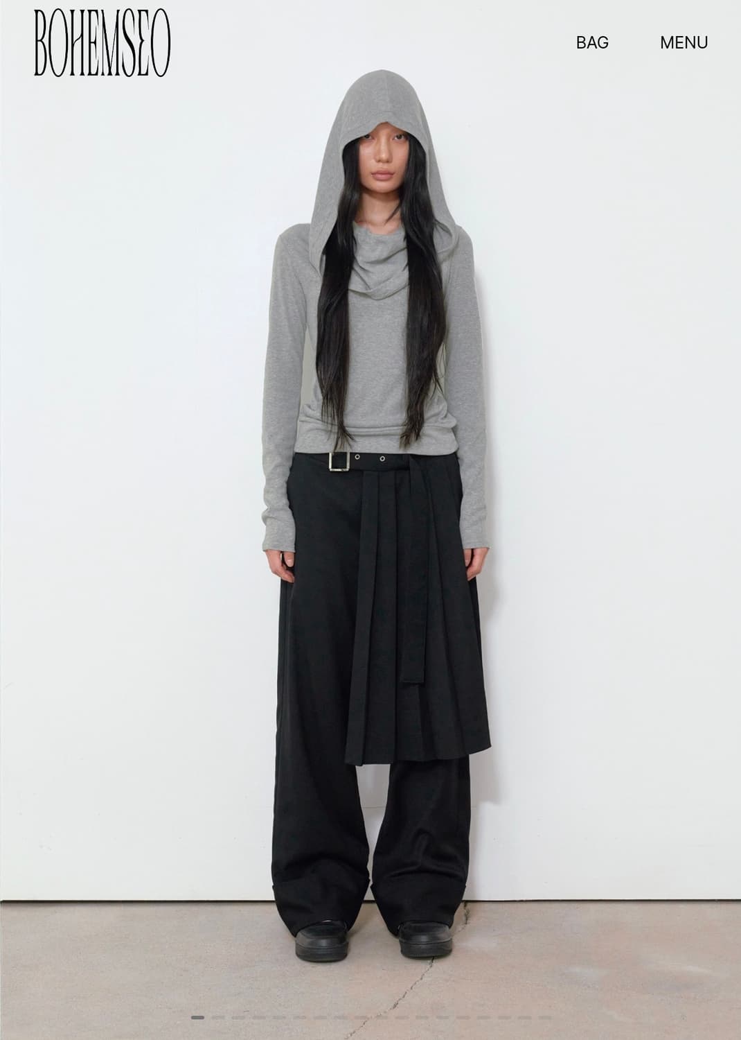 카울 후드티, SOFT COWL HOOD T, MELANGE GRAY 상품이미지1
