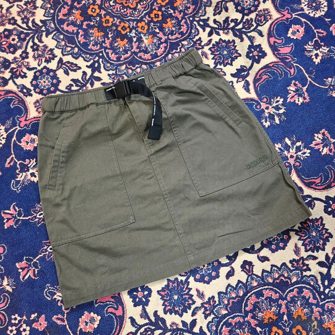 아웃도어프로덕츠 A라인 벨트 카키 미니 스커트 상품이미지1