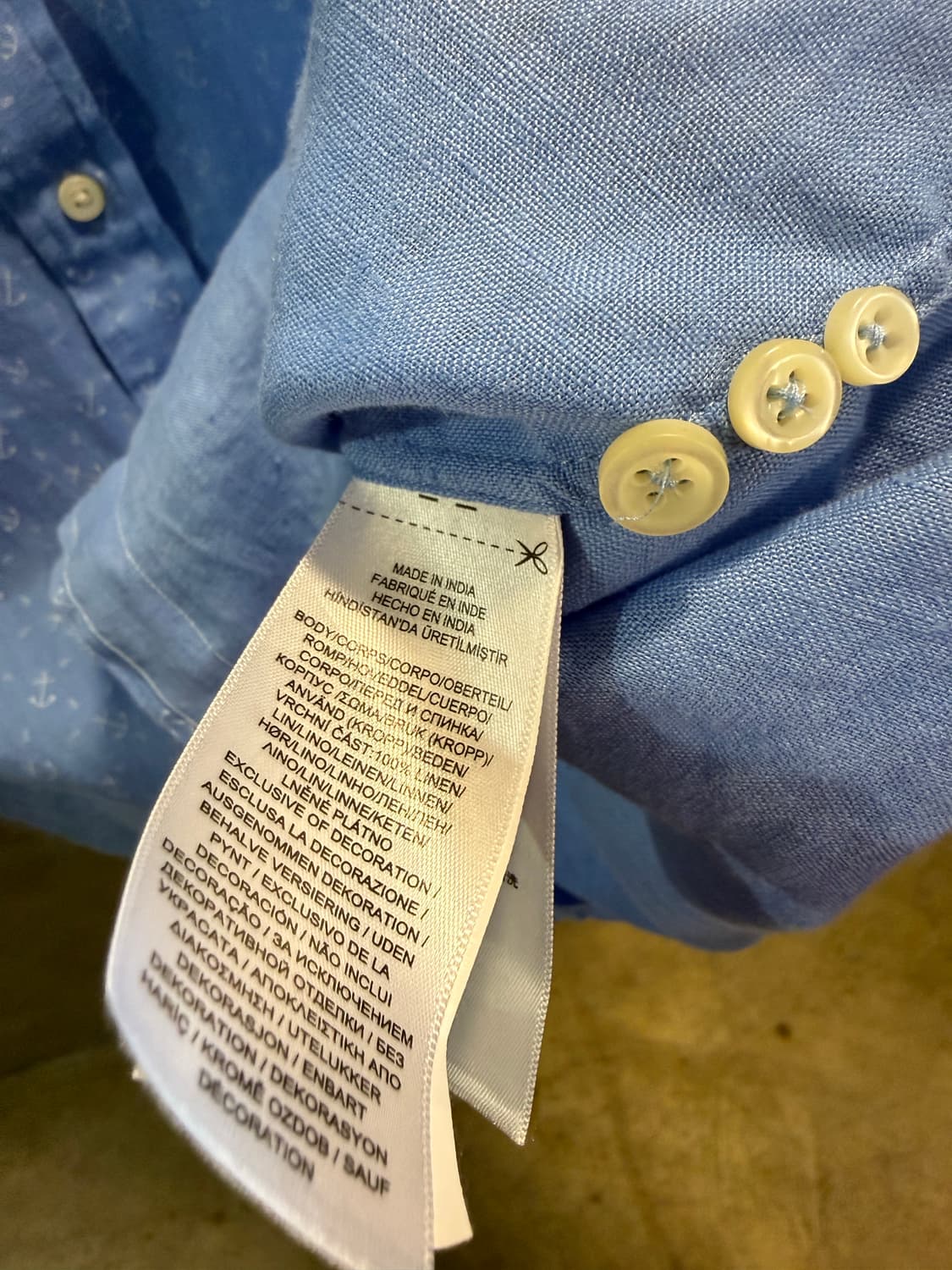 폴로 랄프로렌 POLO 클래식핏 앵커 패턴 버튼다운 린넨 셔츠 블루 M 상품이미지6