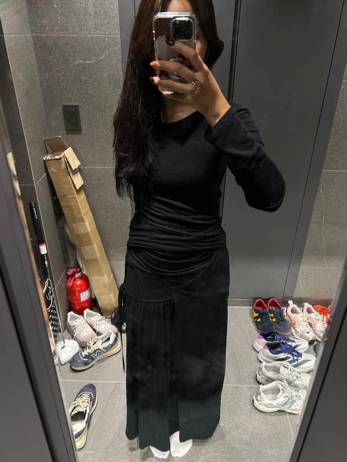 OPEN YY RUCHED WRAP MAXI SKIRT 상품이미지5