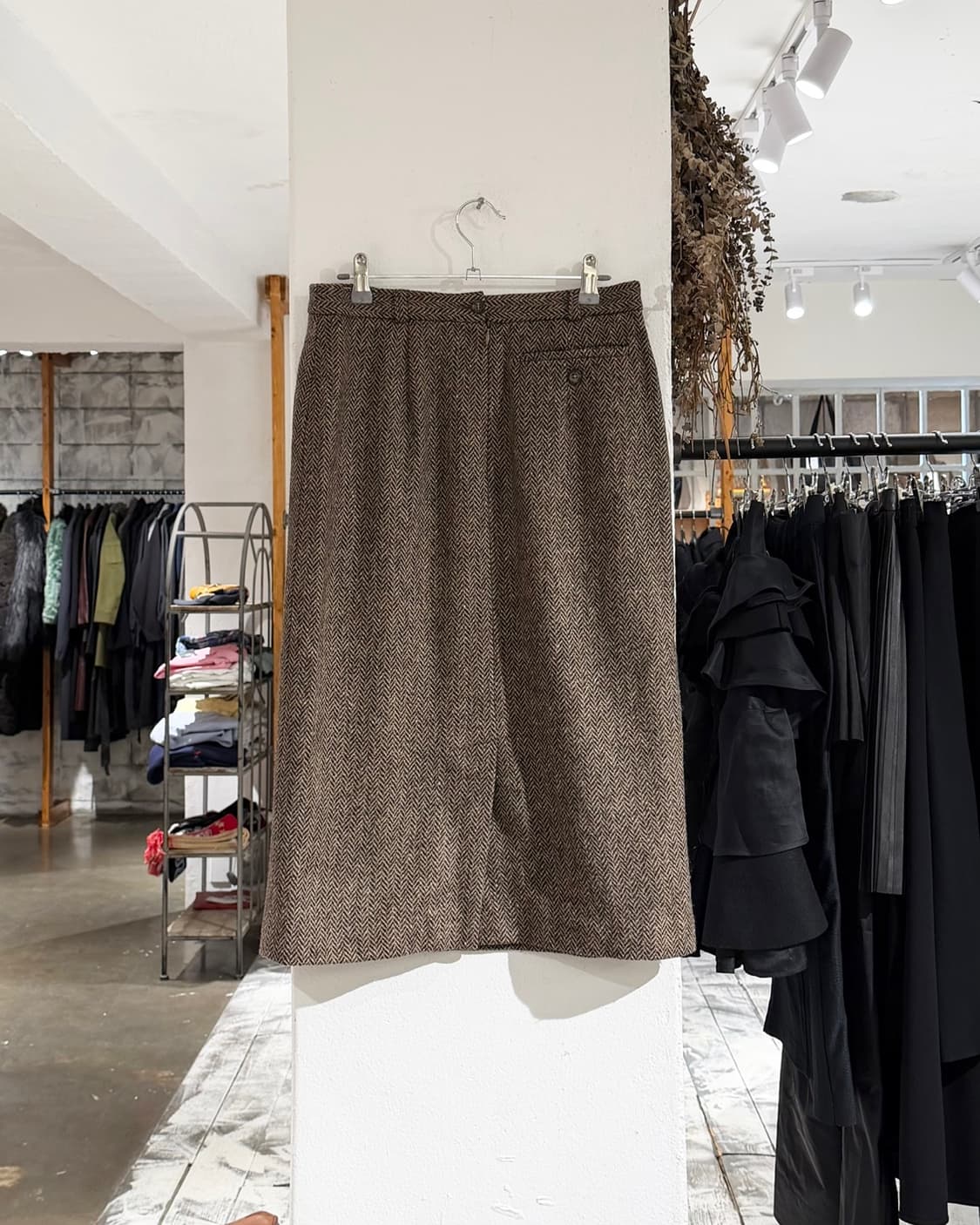 막스마라 위캔드 브라운 헤링본 버진울 미디스커트 상품이미지4