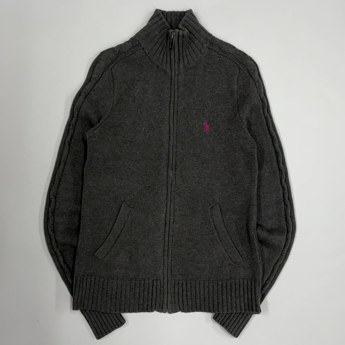 폴로 랄프로렌 여리핏 그레이 코튼 니트 집업(S) 상품이미지2