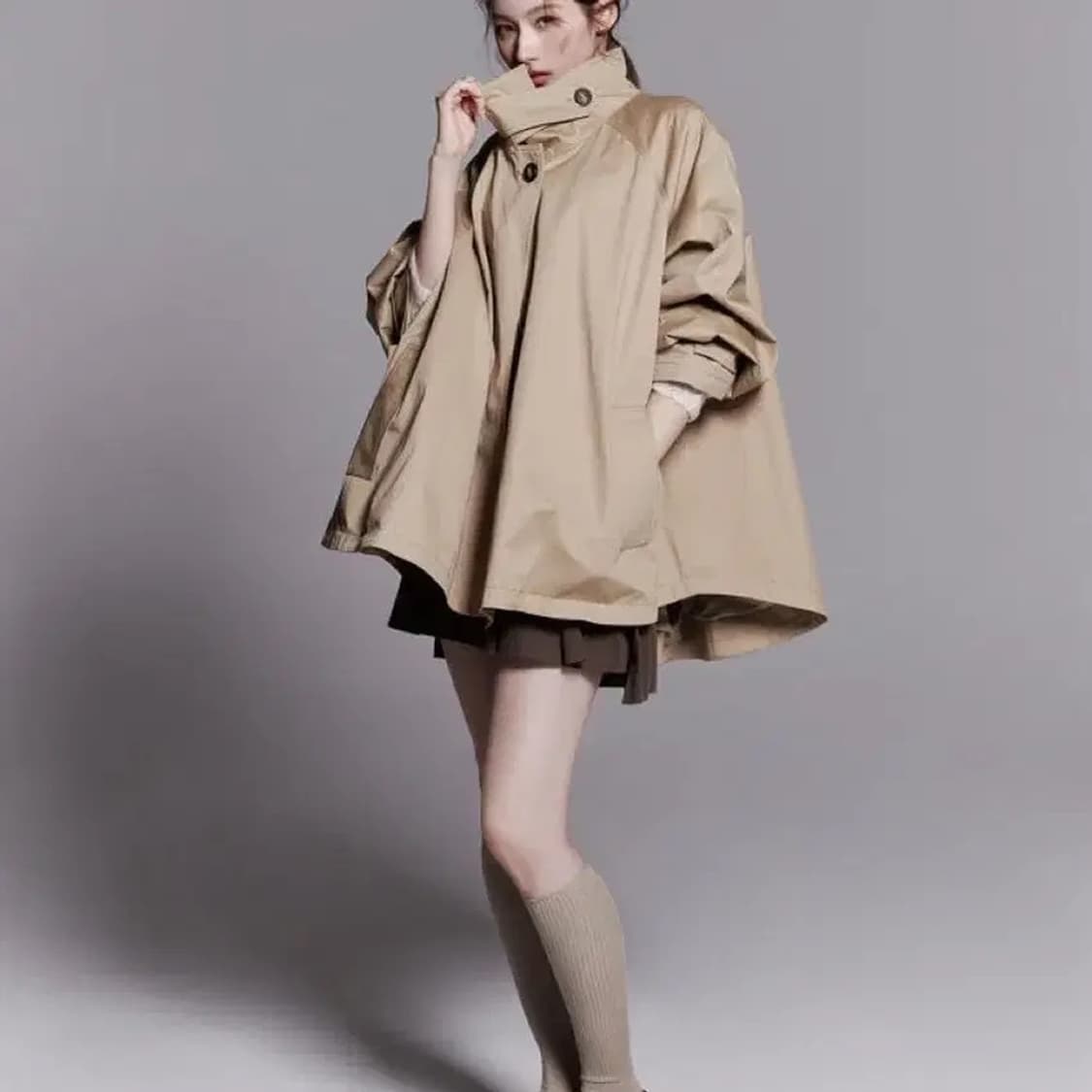 르니나 크림색 케이프 하프 트렌치(사나 트렌치) (새 제품) 상품이미지1