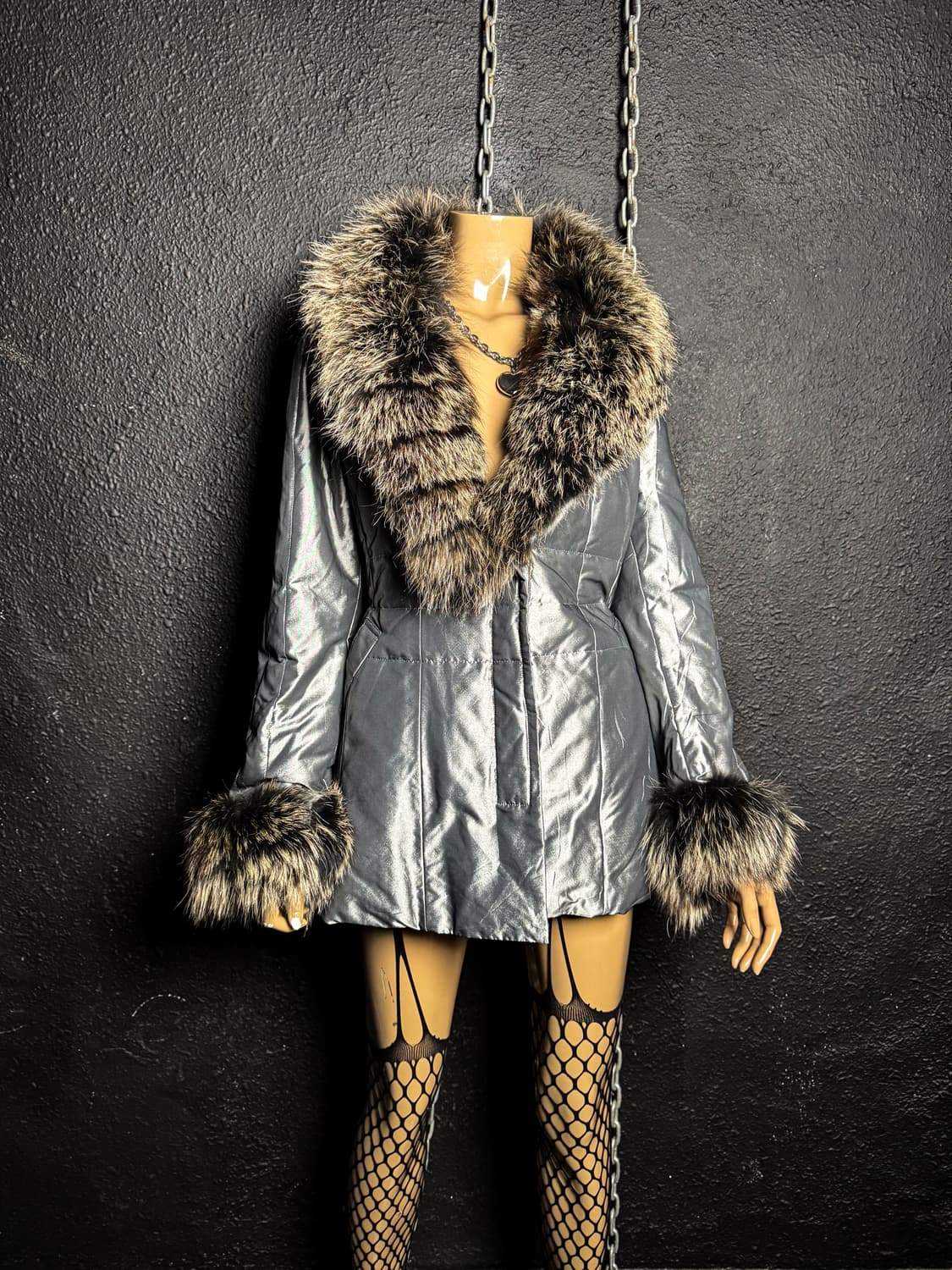 HIROKO BIS – Metallic Fur Down Coat   상품이미지1