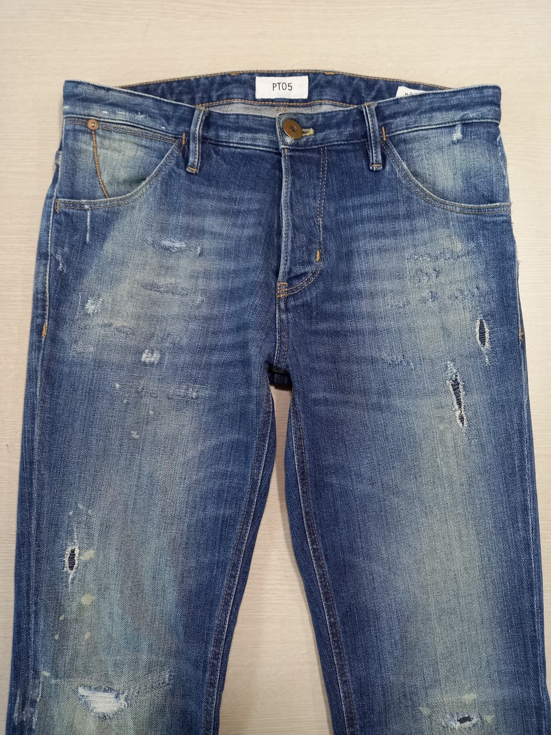 30 PT05 데미지워싱 스판 슬림일자진 30-220 상품이미지3