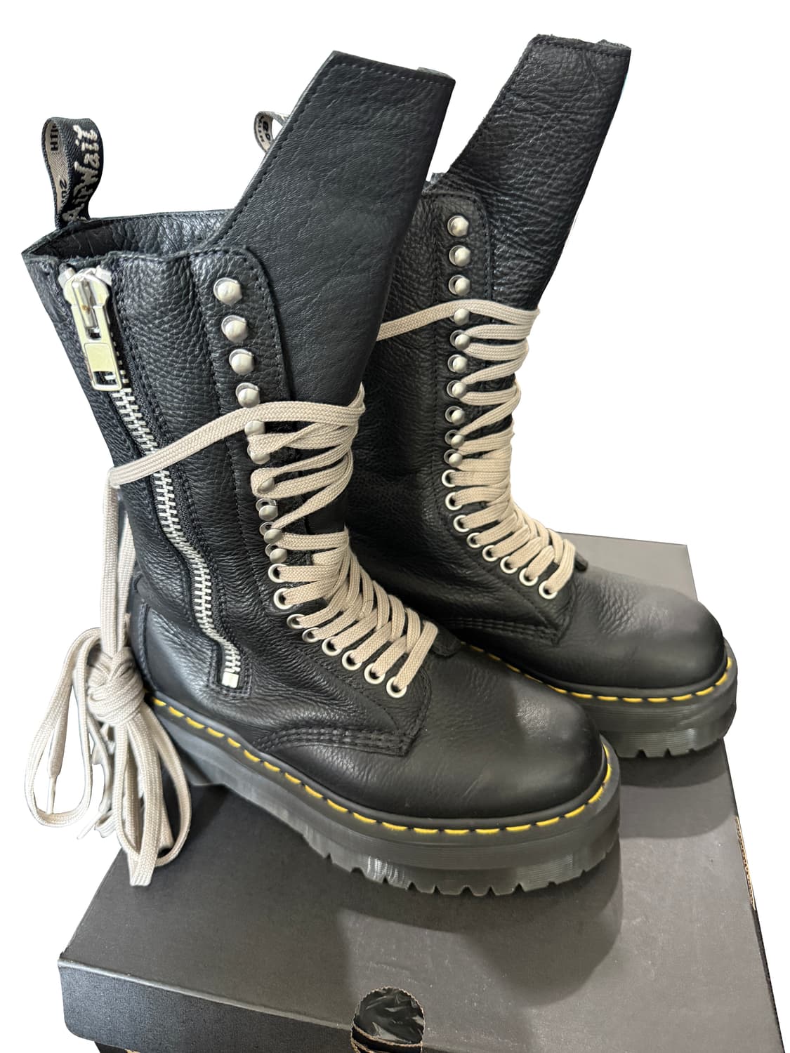 닥터마틴 x 릭오웬스 1918 RO 레더 레이스 업 플랫폼 부츠 블랙 상품이미지9