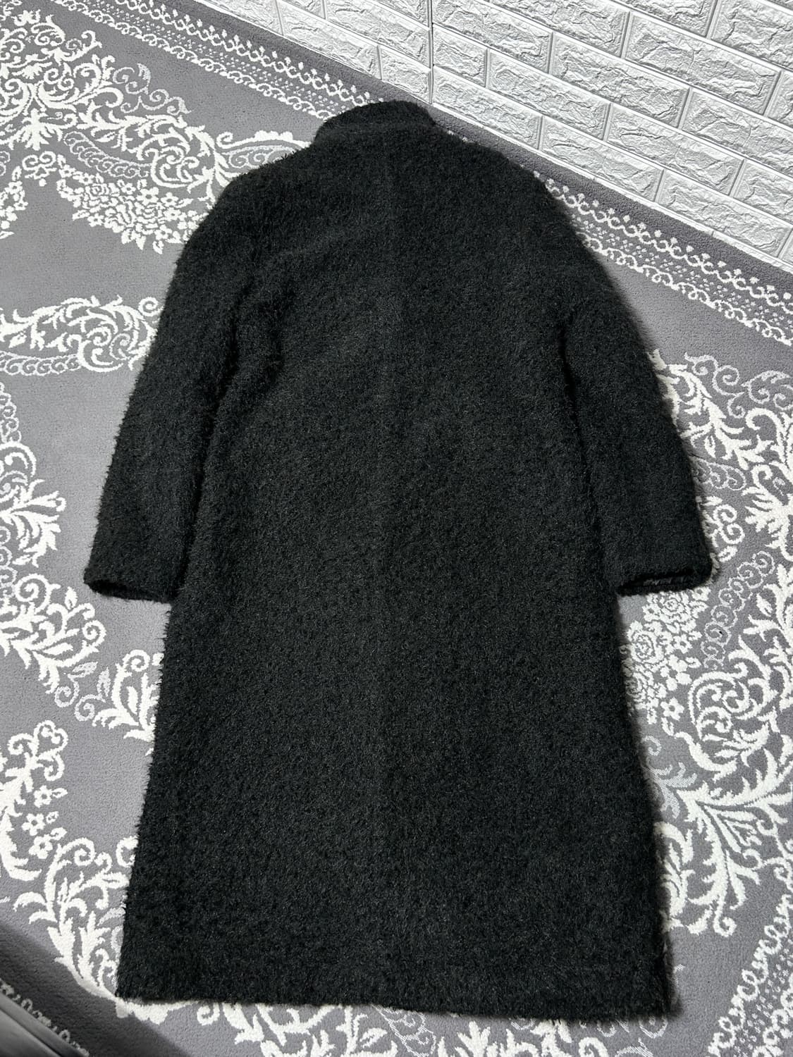 페이크 알파카 하이넥 판넬 롱 코트 상품이미지8