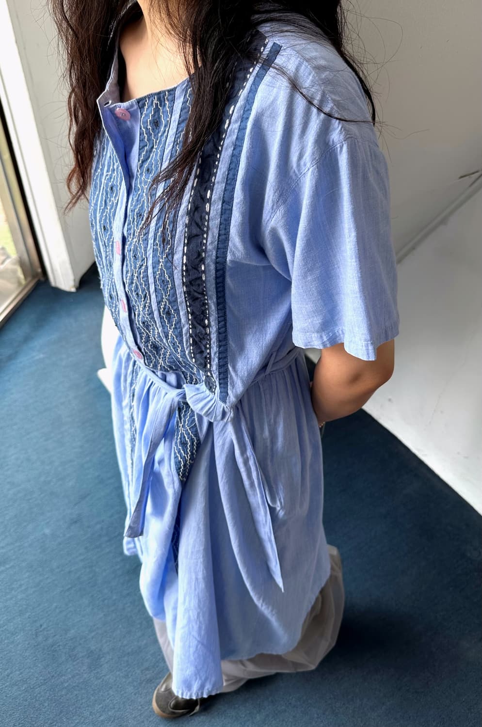 Light cotton design patch onepiece 상품이미지3
