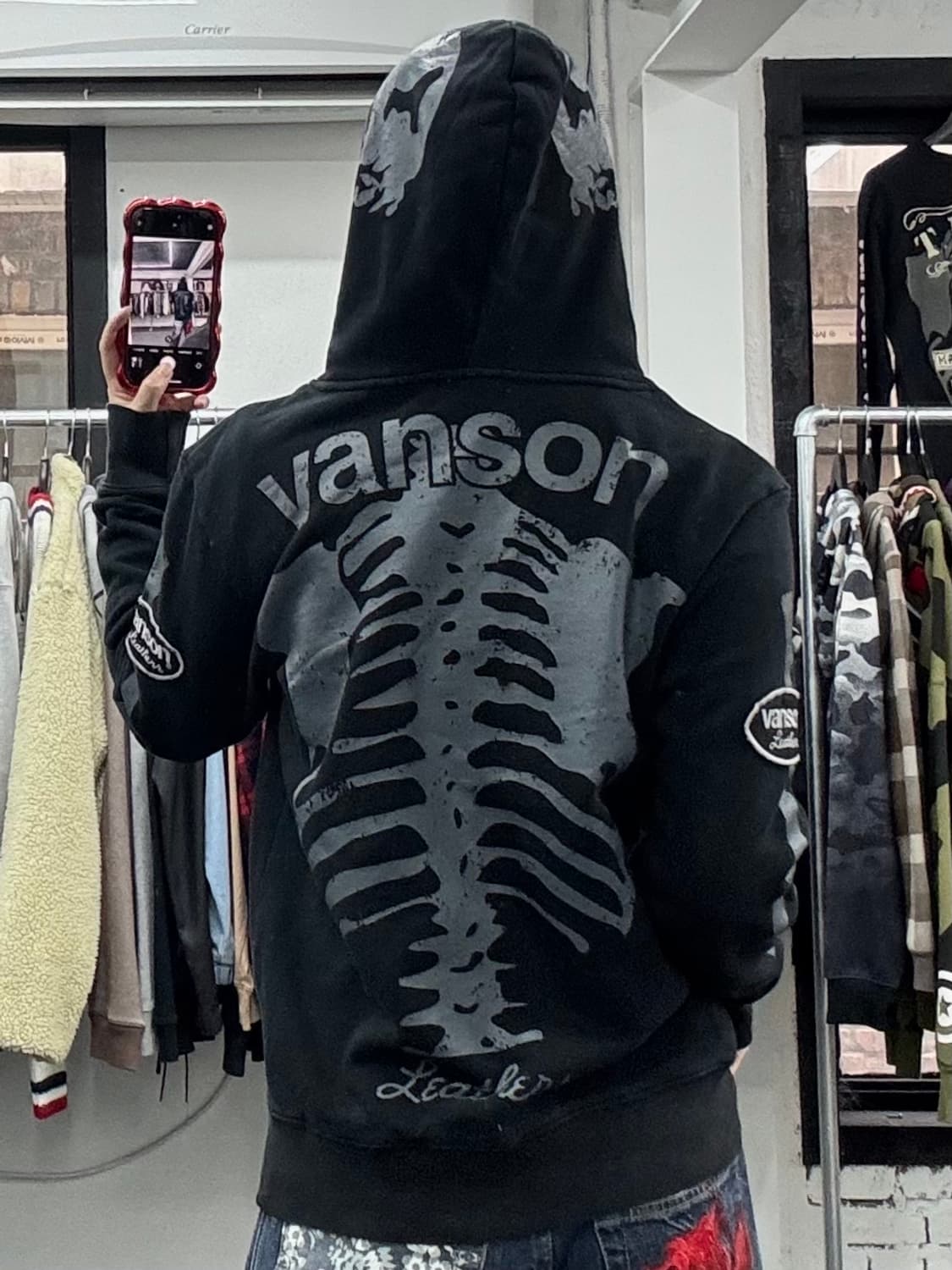 밴슨 레더 본 블랙 후드집업  상품이미지6