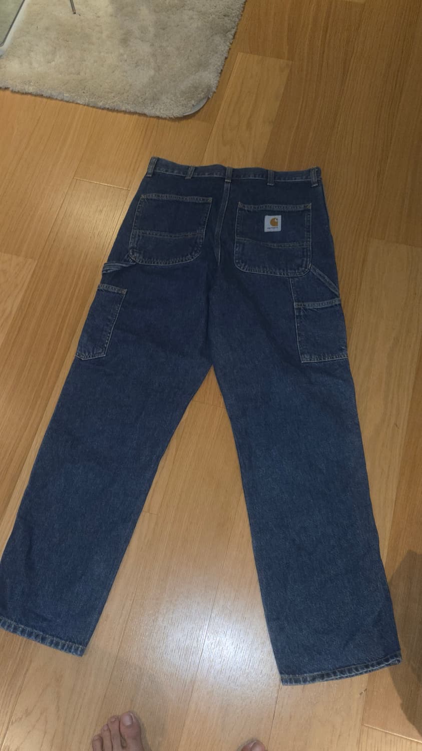 칼하트 WIP 데님 더블니 워크팬츠 진청 상품이미지2
