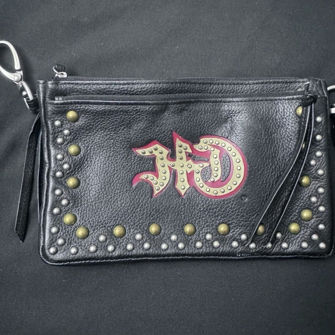 90s 할리 데이비슨 빈티지 레더 클러치 바이커 파우치 월렛 usa 상품이미지1