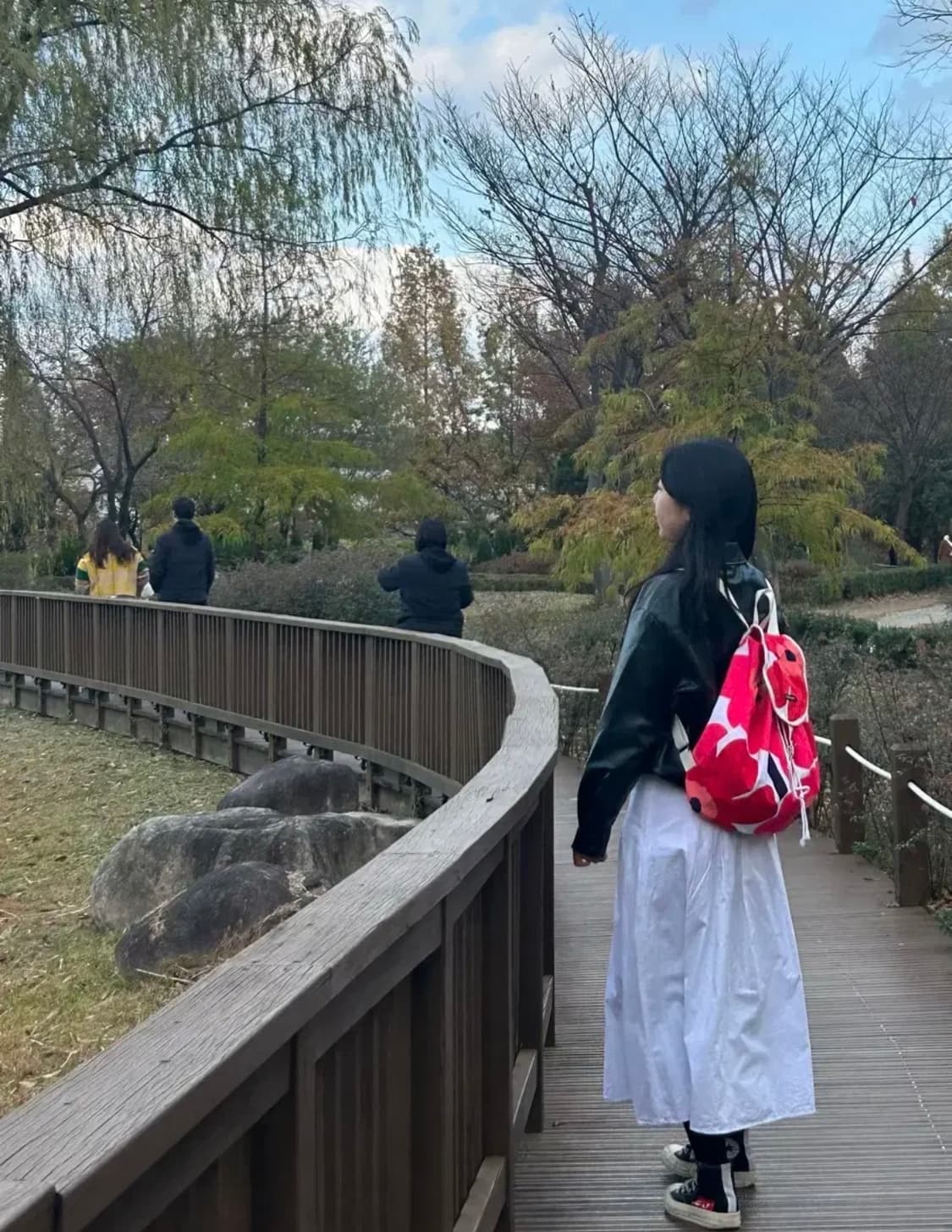 마리메꼬 캔버스 백팩 레드 상품이미지2