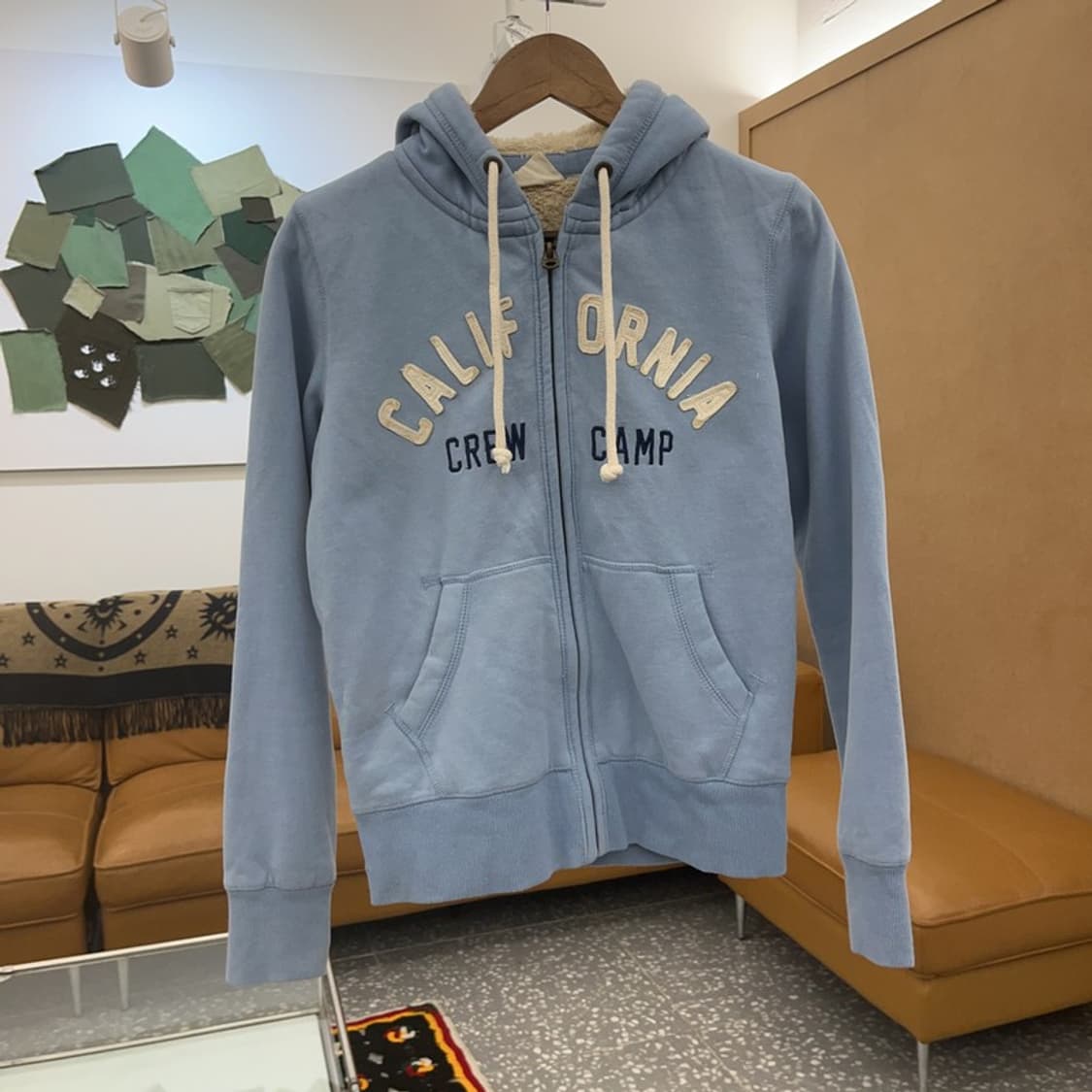 후아유 Y2K 여리 파스텔 블루 폭닥 양털 후드집업 S C06859 상품이미지3