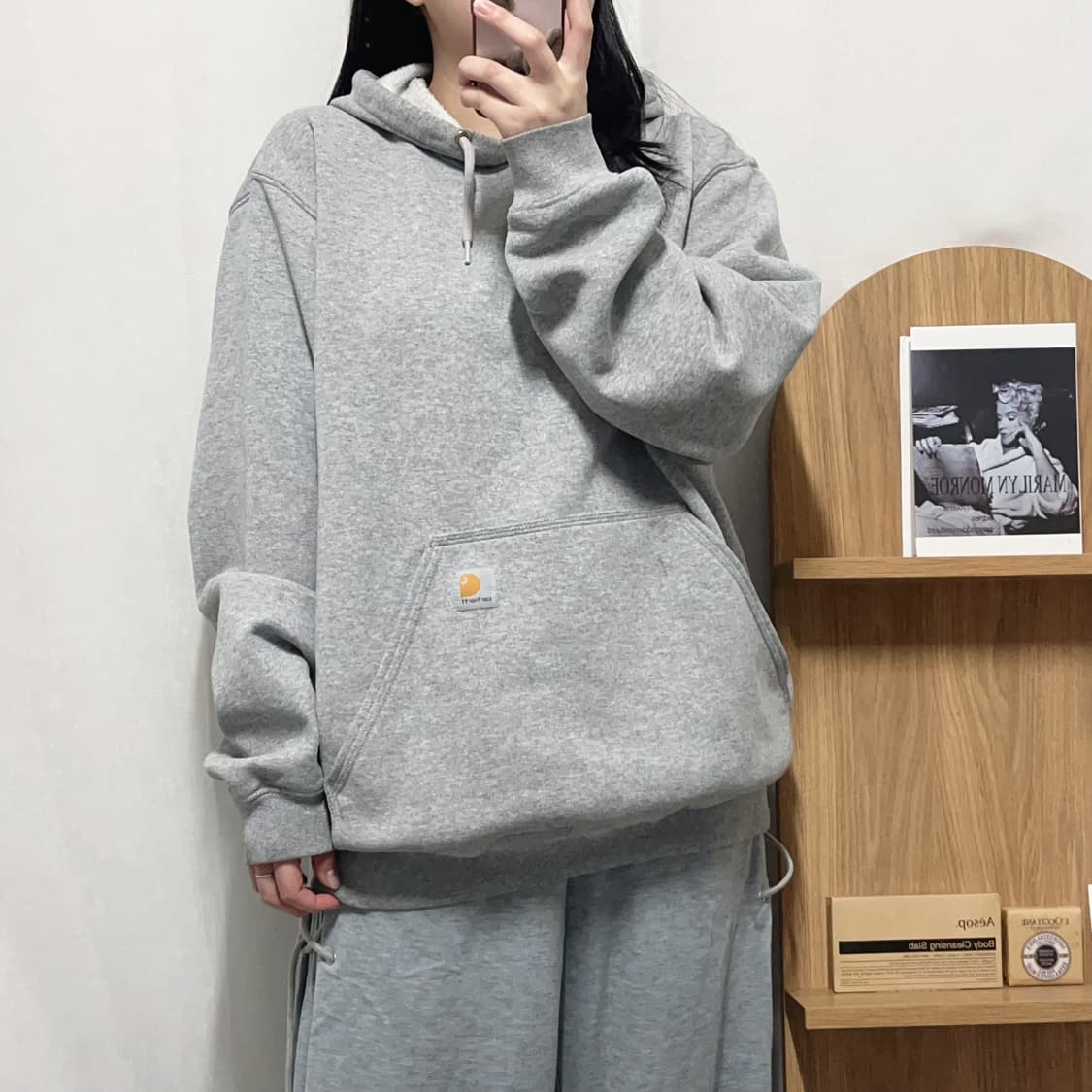 [정품] 칼하트 그레이 오리지널핏 기모 후드티 [ M ] 상품이미지2